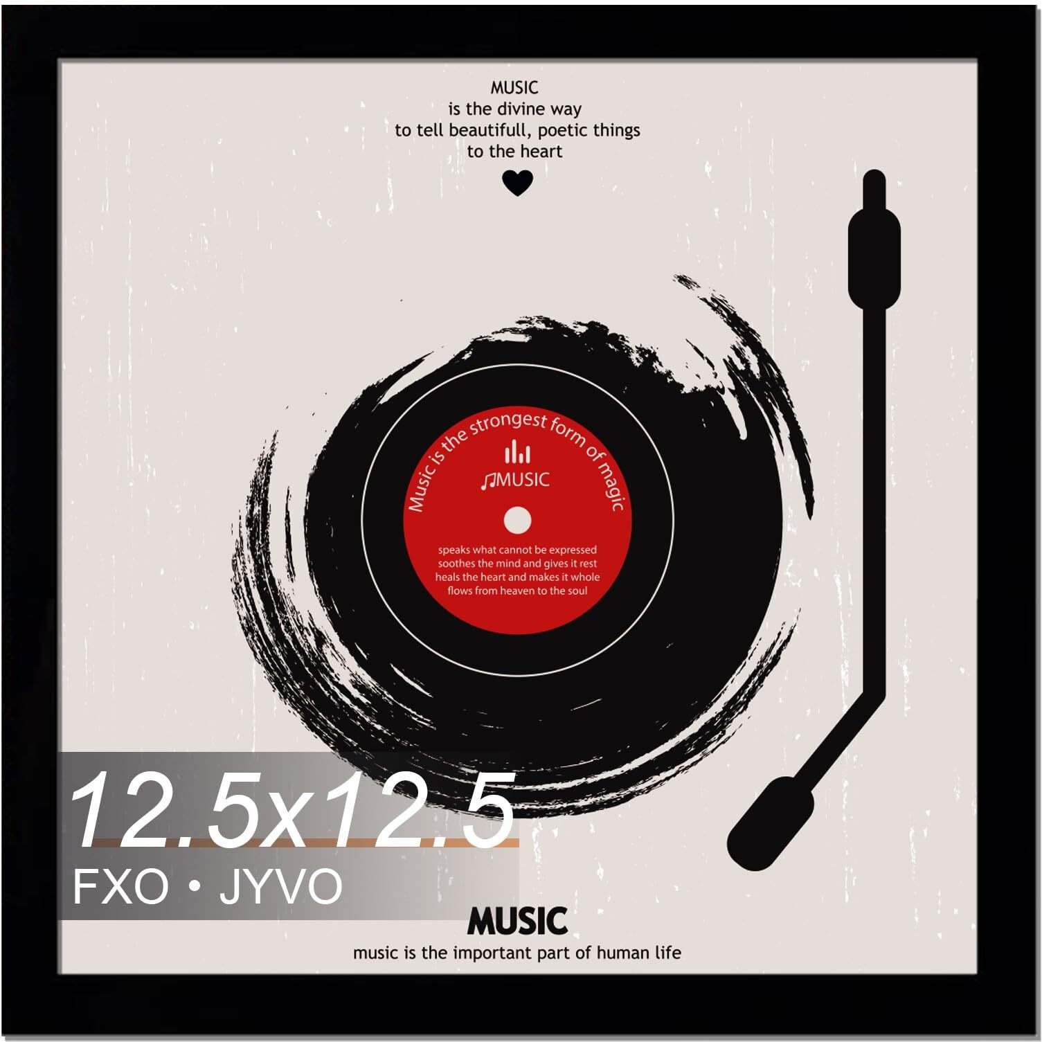 Fxojyvo Vinyl Record Frame For The Wall Display Album Cover  Black 12.5 X 12.5 Frame For Any 12 Inch Lp Record With Cover - 1 Pack/Black