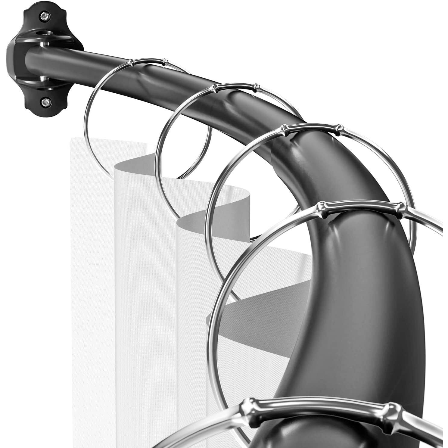 Mcrbeay Curved Shower Curtain Rod  Adjustable 48-85 Inches Extra Wide Curved Shower Rods For Bathroom  Rust Proof Shower Rod  Premium Stainless Steel Curved Curtain Rod For Shower  Bathtub  Black