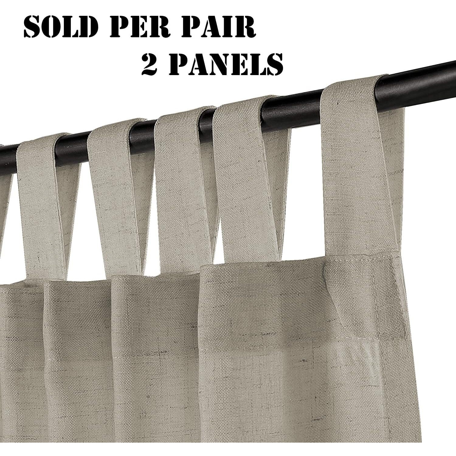 H.Versailtex Natural Linen Curtains Linen Textured Semi Sheer Curtain Light Filtering Tab Top Window Treatments Panels Highly Durable Curtain Panels For Bedroom (2 Panels  52"" X 96""  Oatmeal)
