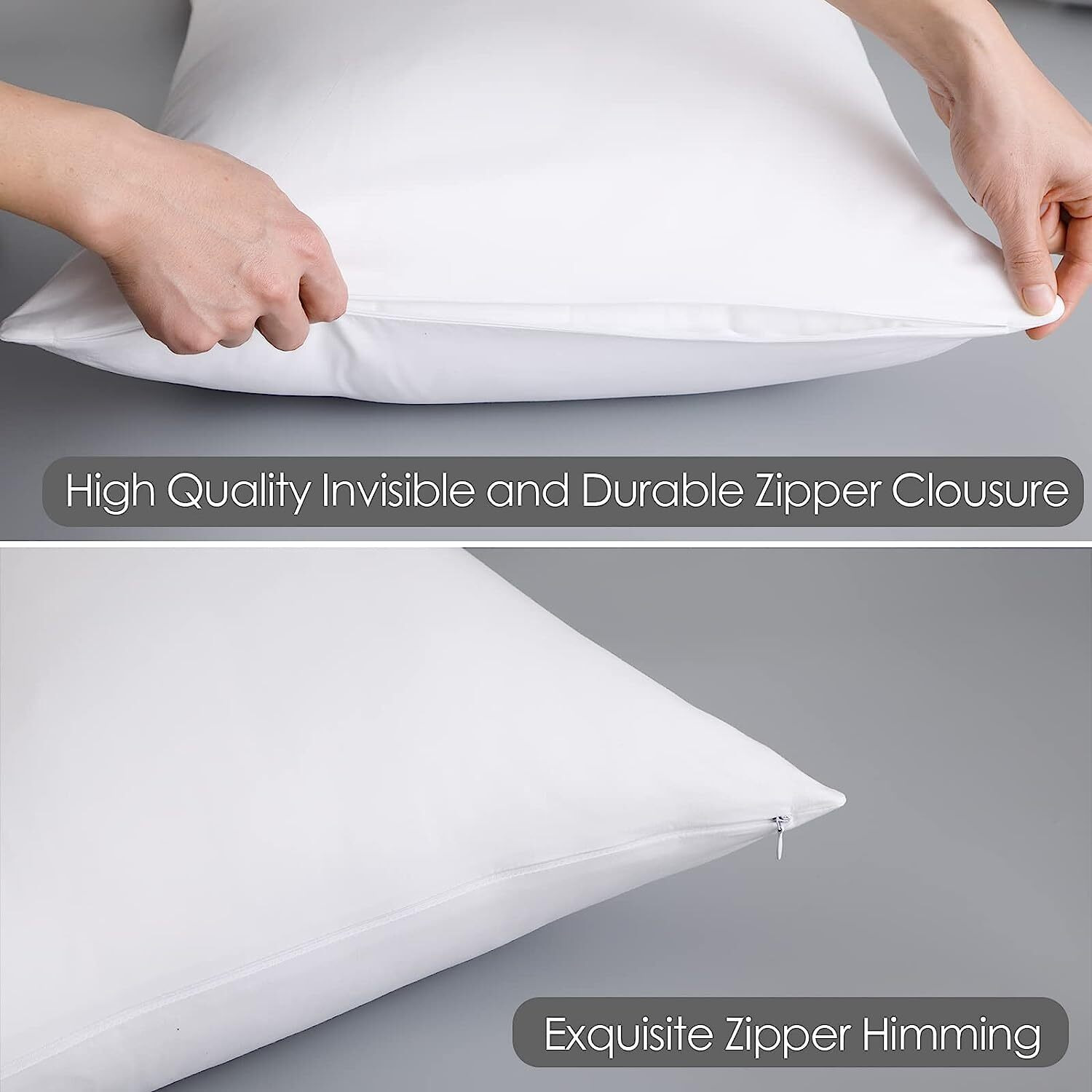 Body Pillow Cover Long Pillow Case 100% Egyptian Cotton Bed Pillow Protector With Zipper 400 Thread Count Cooling Full Body Pillowcase For Adults 20X54 Inches (1 Pack White)