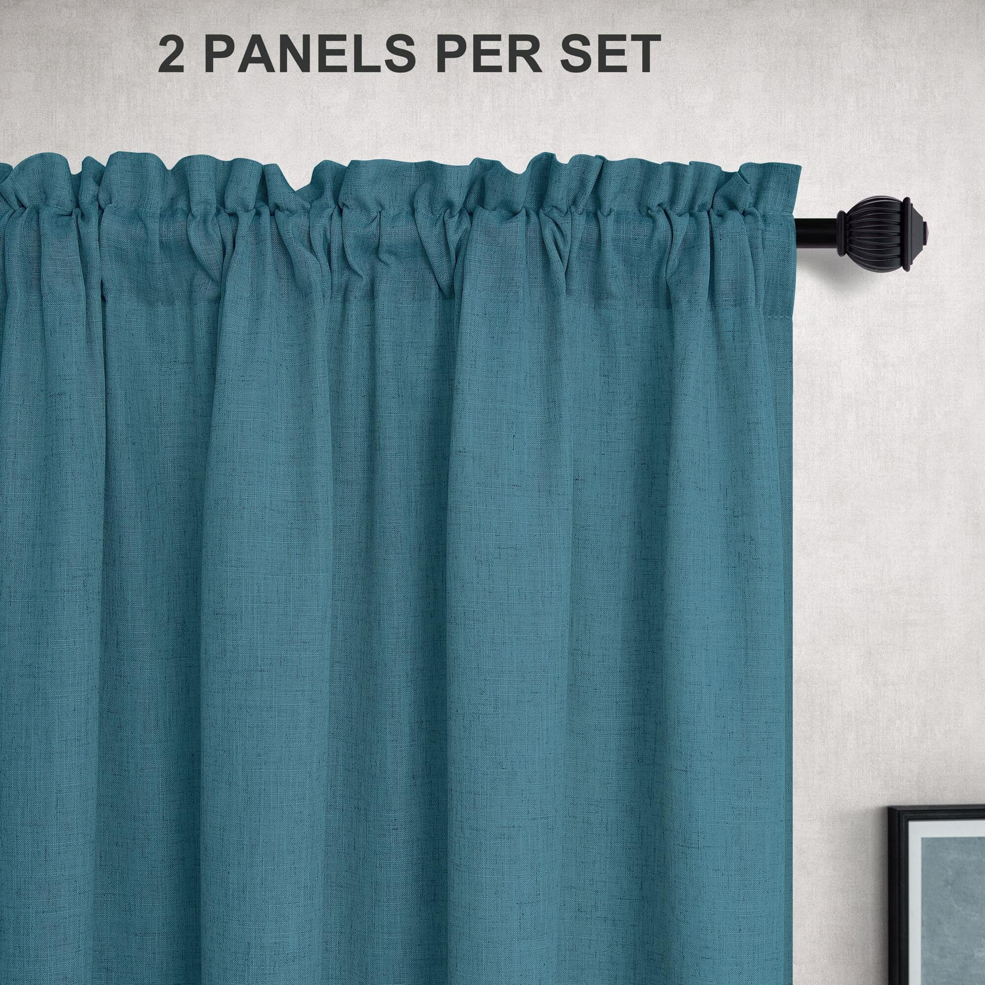 Teal Sheer Curtains 96 Inches Long For Living Room 2 Panels Rod Pocket Deep Dark Teal Turquoise Drape Muslin Cotton Marine Nautical Decor Peacock Blue Linen Curtain For Dining Room Bedroom 8Ft 52X96