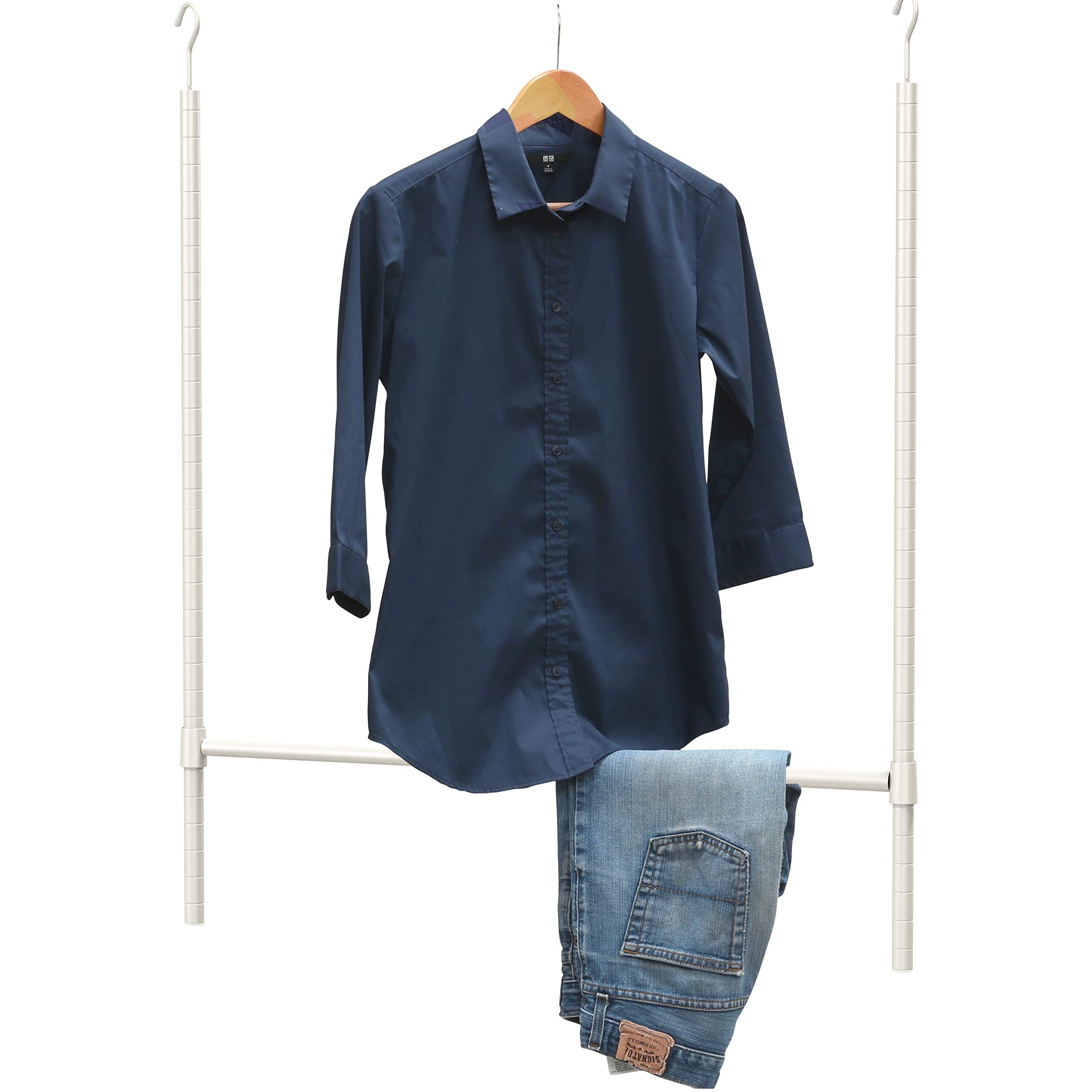 Simple Houseware Adjustable Closet Hanging Rod  White