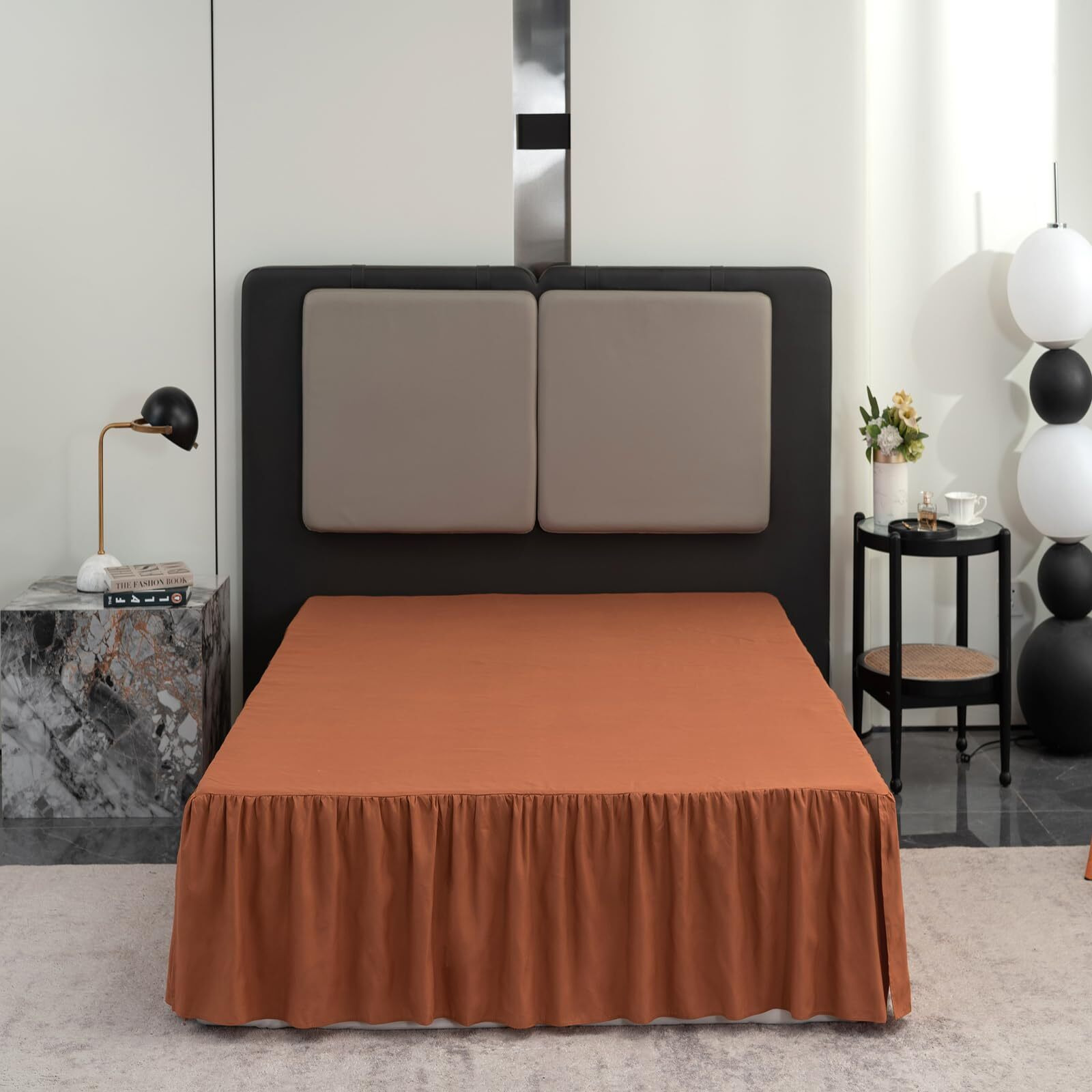 Terracotta Bed Skirt Full Size Ruffled Bed Skirt With Split Corners  Full Bed Skirt 14 Inch Drop  Full Size Bed Skirt Terracotta For Ruffled Bed Skirt With Split Corners  Bed Skirt Full Size