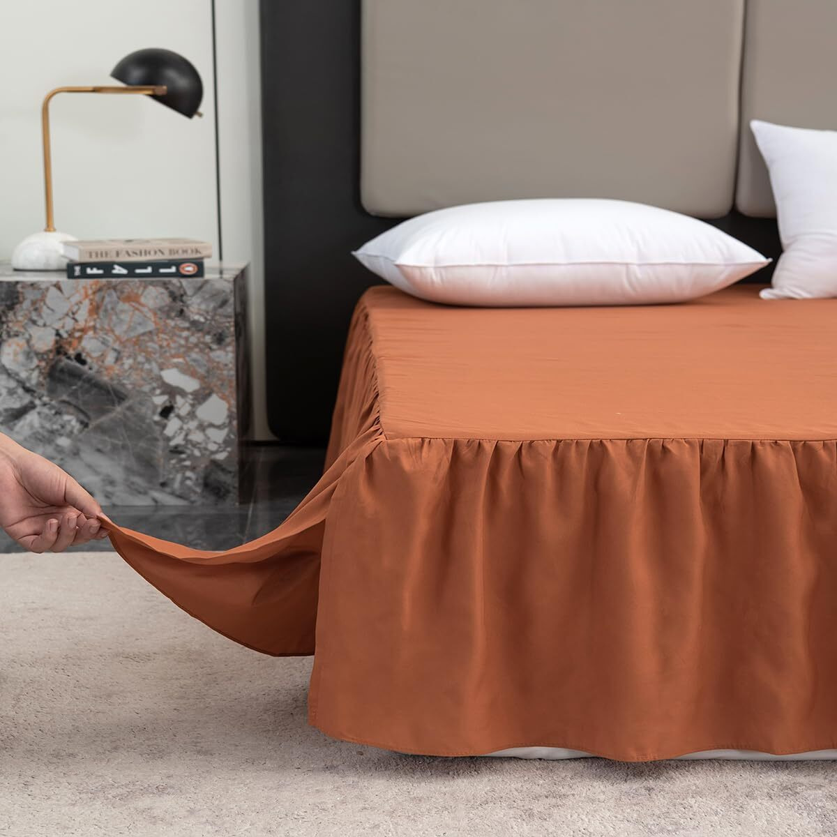 Terracotta Bed Skirt Full Size Ruffled Bed Skirt With Split Corners  Full Bed Skirt 14 Inch Drop  Full Size Bed Skirt Terracotta For Ruffled Bed Skirt With Split Corners  Bed Skirt Full Size
