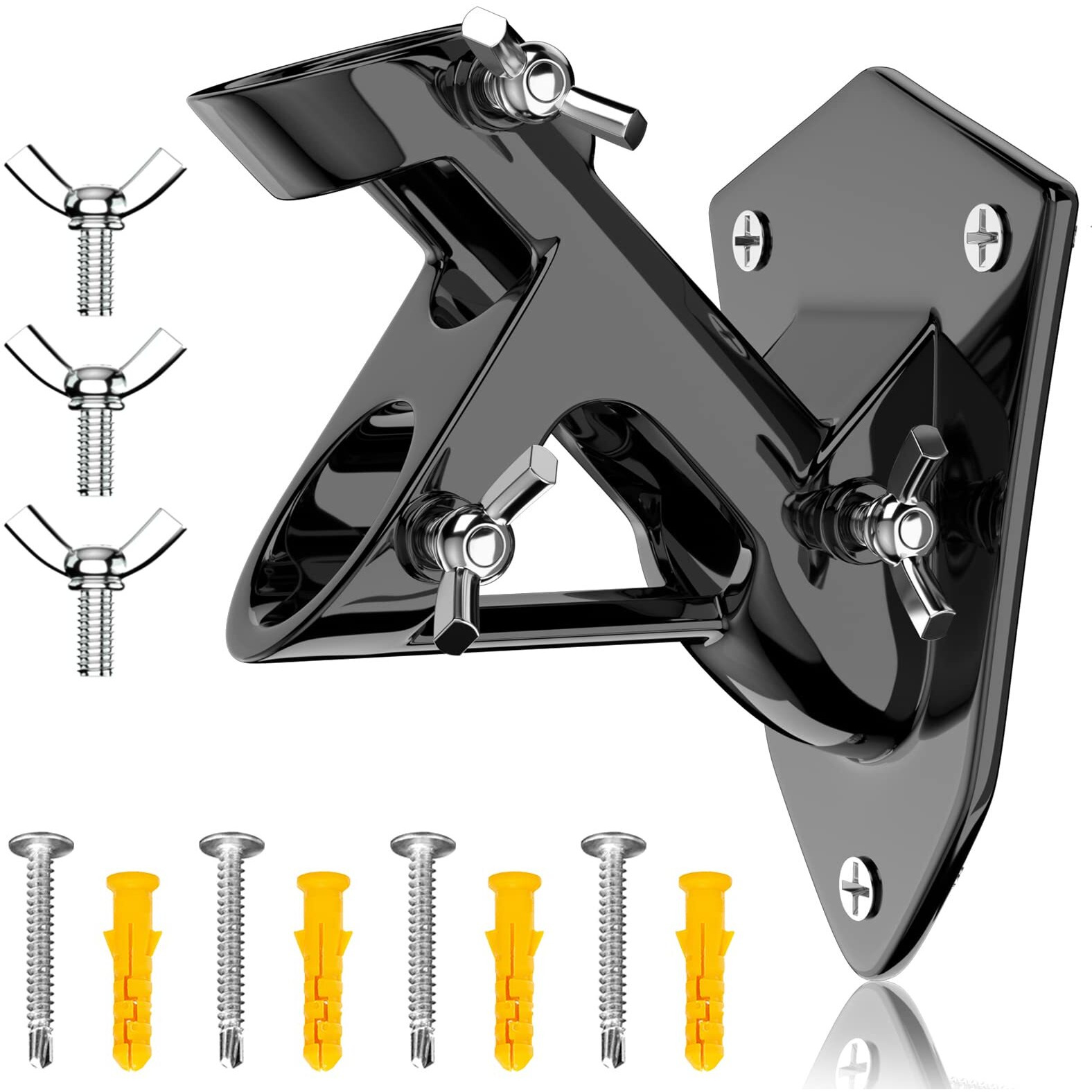 Zmtech 1 Inch Metal Flag Pole Holder (Black) Heavy Duty Aluminum Alloy Flag Holder With Stainless Steel Hardware 2 Position Flag Bracket Flag Pole Mounting Bracket For House