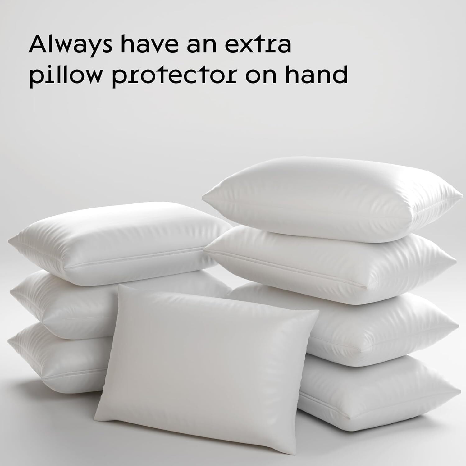 Niagara 2 Pack Waterproof Pillow Protectors Standard 20X26 Inches Smooth Zipper Premium Encasement Covers Quiet Cases Set White
