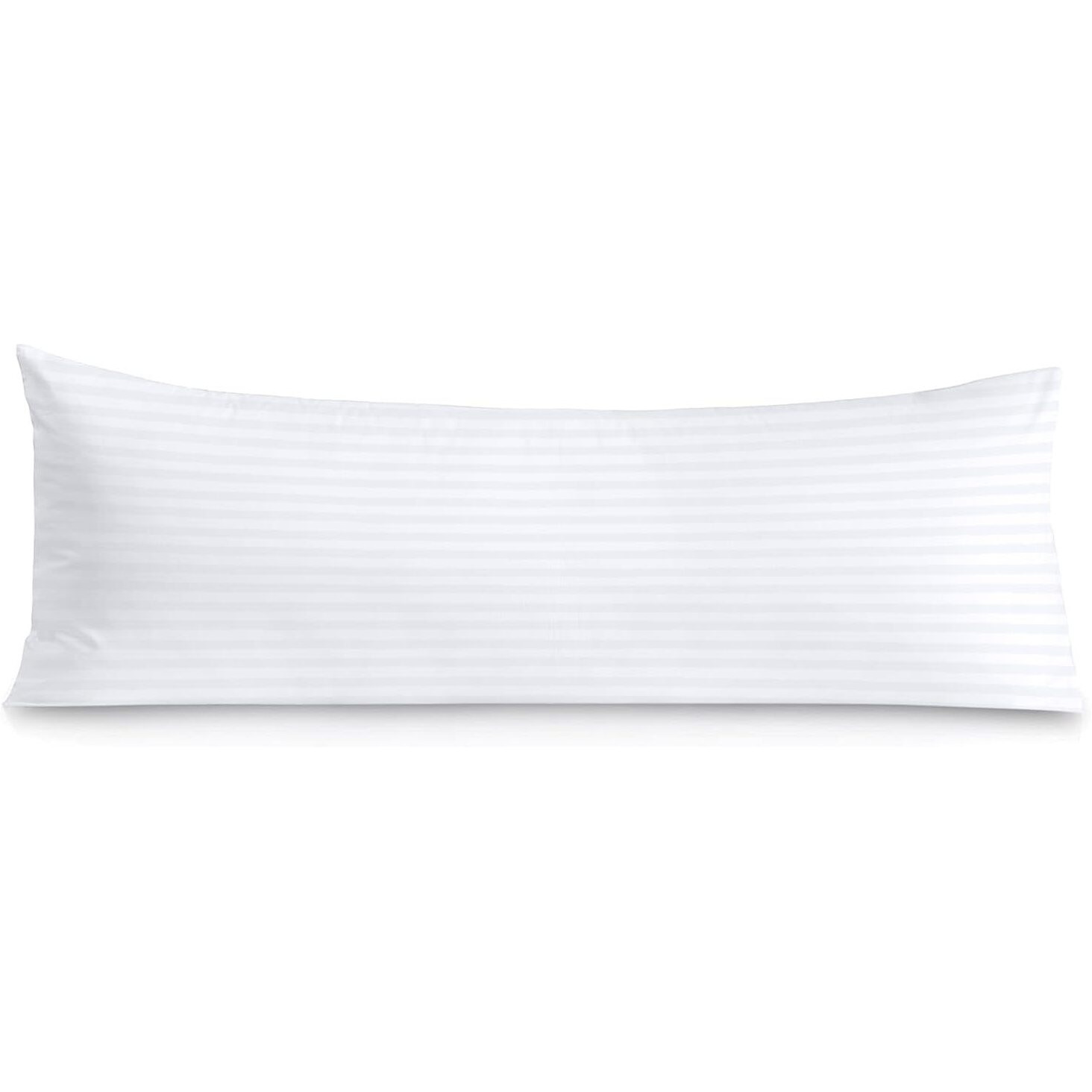 Body Pillow Case 20 X 48 Body Pillow Cover White Stripe Zipper Closer Set Of 1 Pc Premium- 600 Thread Count Hotel Quality 100% Egyptian Cotton Body Pillowcases 20 X 48 White Stripe