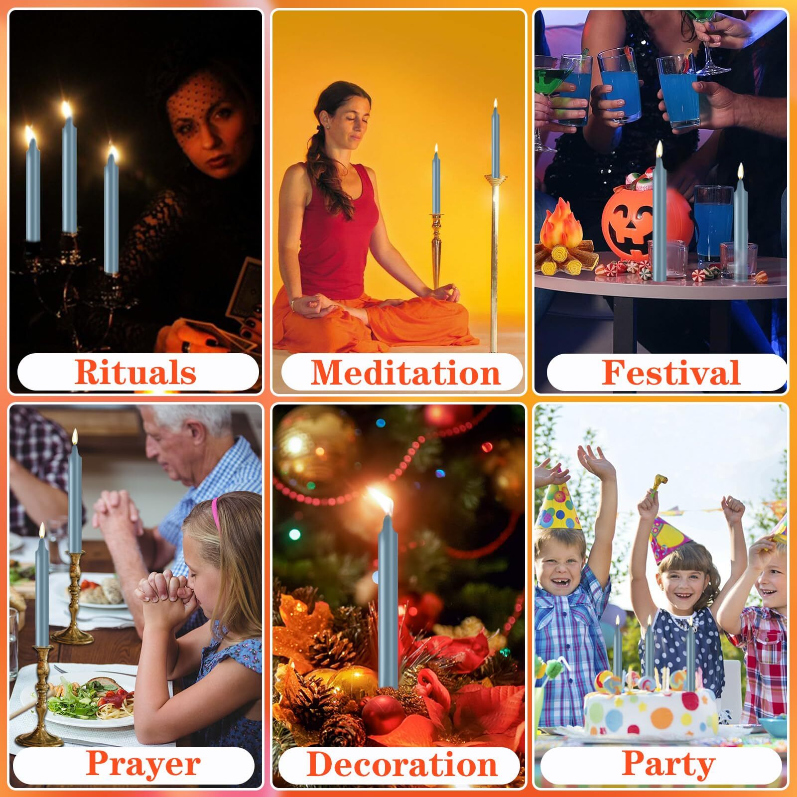 24 Pack Silver Spell Chime Candles - Premium Mini Unscented Taper Candles For Rituals  Prayer  Birthdays  Meditation  Altar  Spells  Chime Candles - 4 Inch Tall - Ideal For Witches