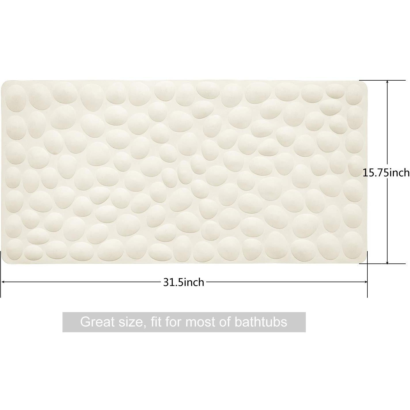 Non-Slip Bathtub Mat Othway Soft Rubber Bathroom Bathmat With Strong Suction Cups (Beige)