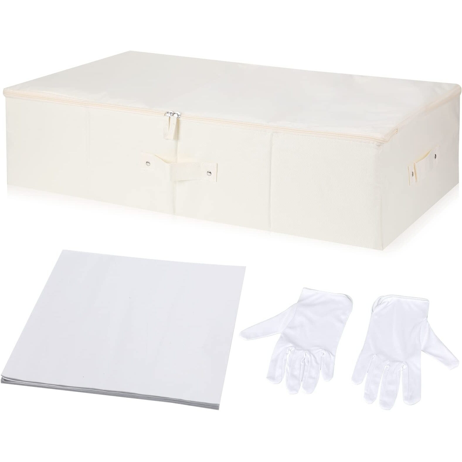 Glenmal Wedding Dress Preservation Box Kit Wedding Dress Storage Box With 1 Pair Microfiber Gloves And 100 Sheets Of Acid Free Tissue Paper For Storage Wedding Dress Gown Bride  28 X 15.7 X 7 Inches