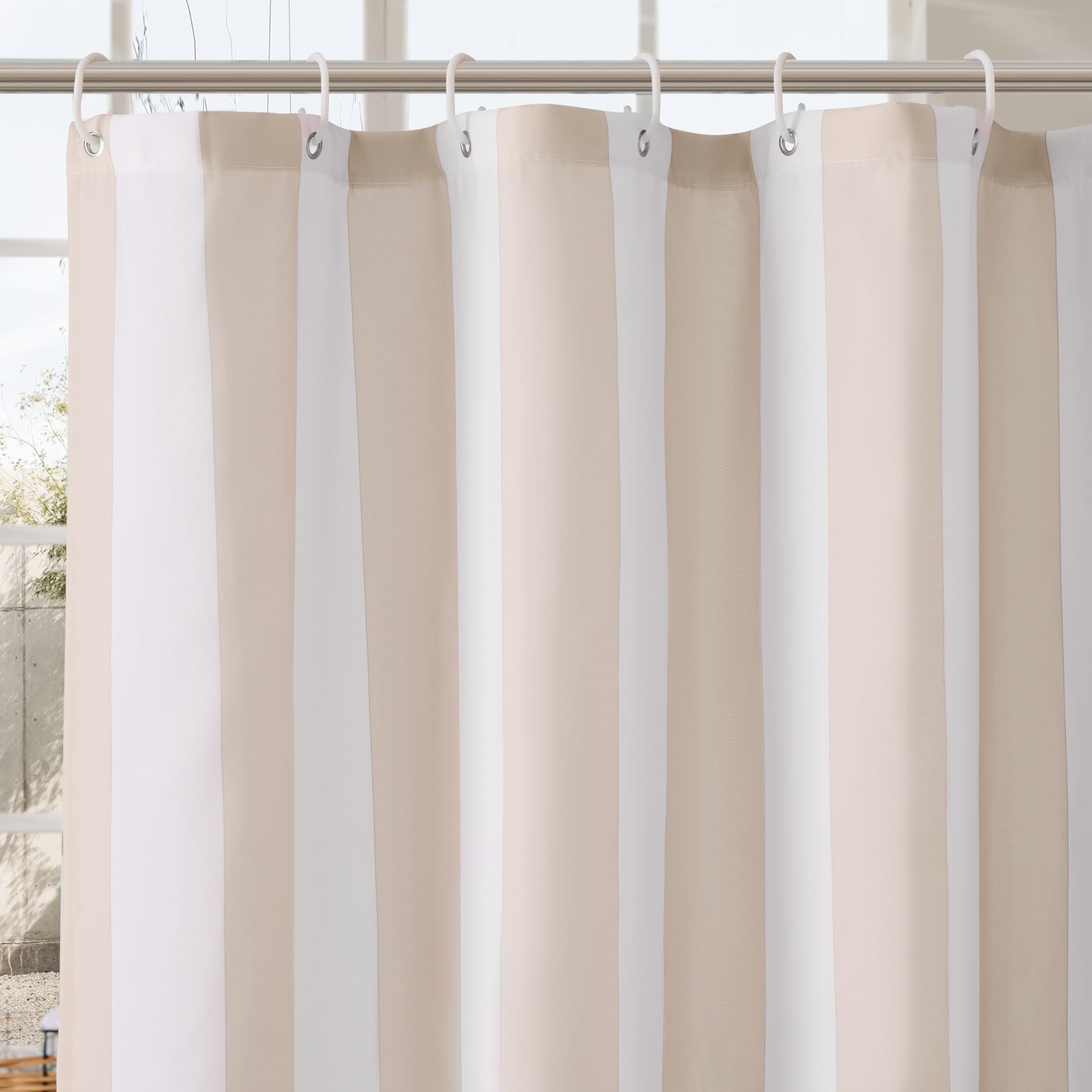 Ohocut Vertical Striped Shower Curtain  Cute Retro Vintage Stripe Bow Bathroom Shower Curtain  Waterproof Polyester Fabric Modern Shower Curtain For Bathroom 72X72 Inches (Beige)
