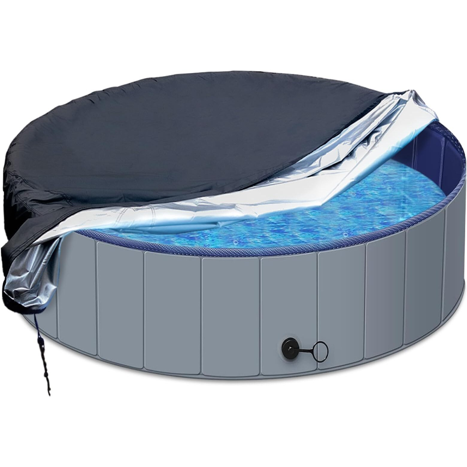 Safana 79.5"" Foldable Dog Pool Cover  Swimming Pool Cover For Kids And Pets Round Collapsible Dog Bath Pool Cover  Outdoor Inflatable Paddling Cover  Dustproof Waterproof Prevent Leaves