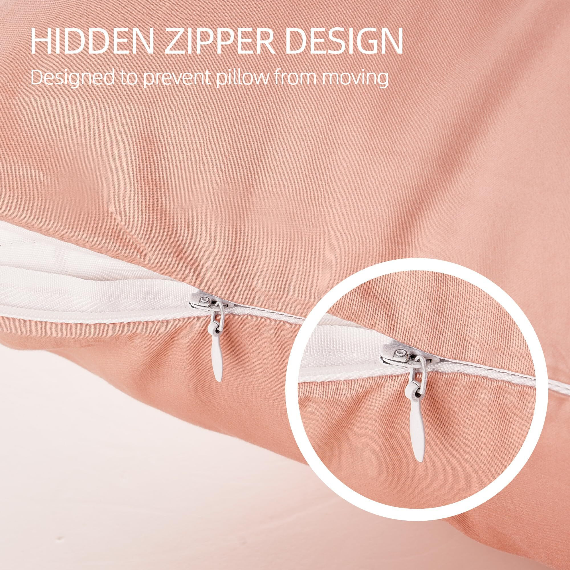 Cotton Pillow Protectors/Cases Standard Size With Zipper 2 Pack Blush Pink Color Cooling & Breathable Bed Pillow Protectors Set Of 2 Pillow Cases Cover Standard 20"" X 26""