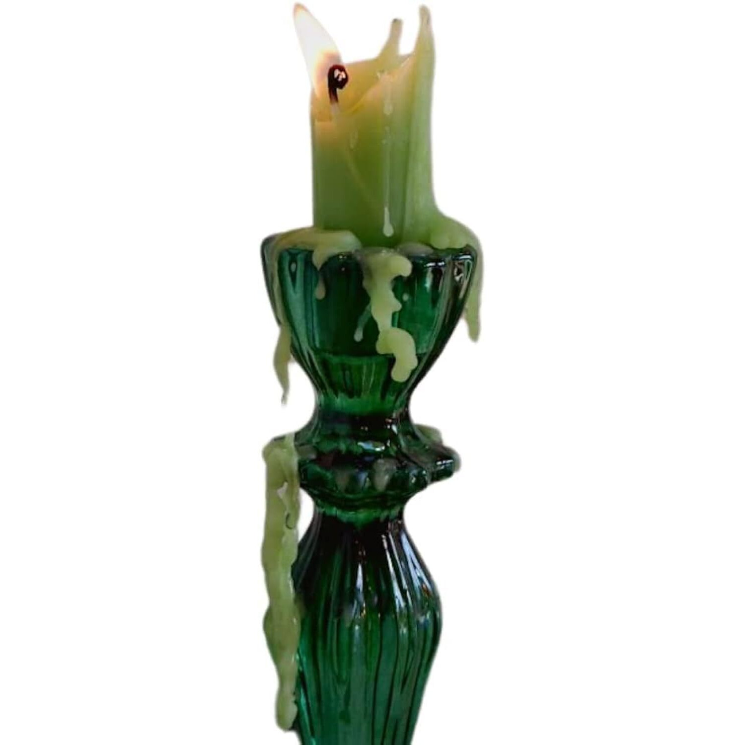 Candlestock Hippie Drippy Drip Candles - Pack Of 6 Dripping Taper Candles - Wine Bottle Melting Candles (Green)