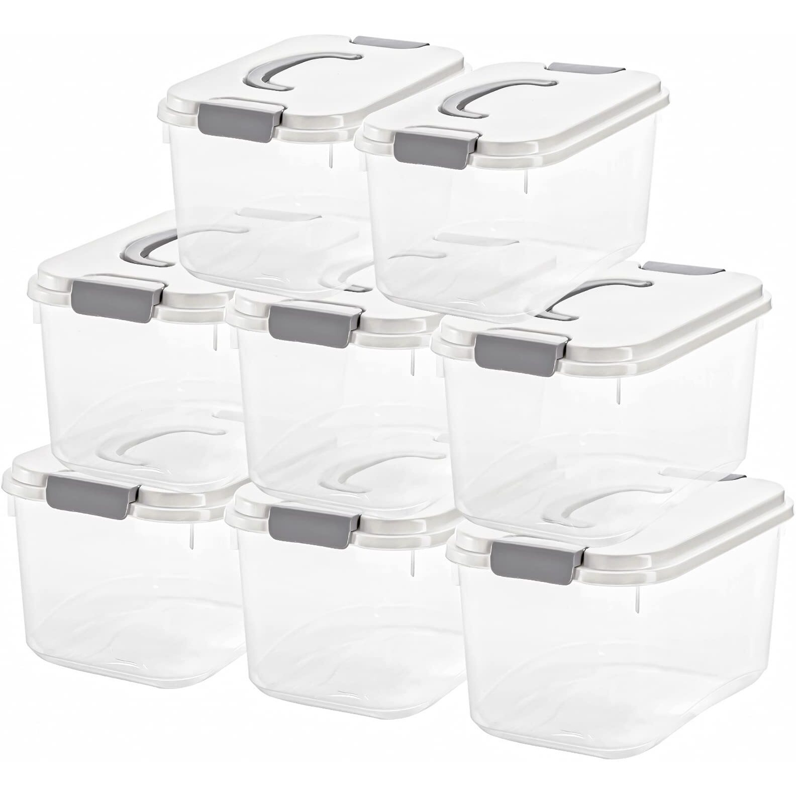 Elsjoy Set Of 8 Plastic Storage Bins  5.5 Quart Clear Storage Latch Box With Lids  Stackable Organizing Bins Lidded Storage Container For Snacks  Cosmetics