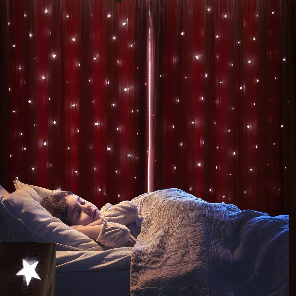 Ftinala Pink Blackout Curtains For Girls Bedroom Decor Star Cutouts Kids Curtains 84 Inches Long 1 Panel Baby Nursery Curtains Pink Room Decor Teens Girls Double Layer Aesthetic Curtains With Lace