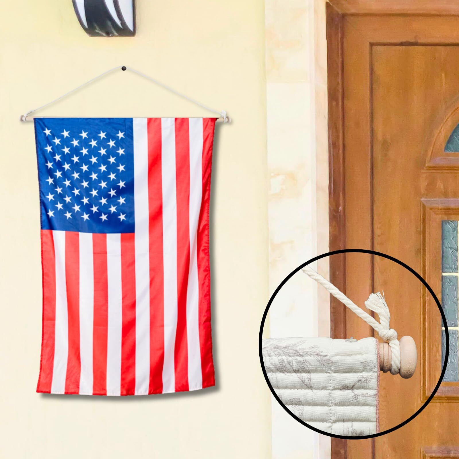 Beyeutao Tapestry Hanger Wooden Tapestry Hanging Telescopic Rod Room Adjustable 32-44 Inch Wooden Rod Holder Flag Pole Wall Hanging Tapestry Rods Rug Hangers For Walls