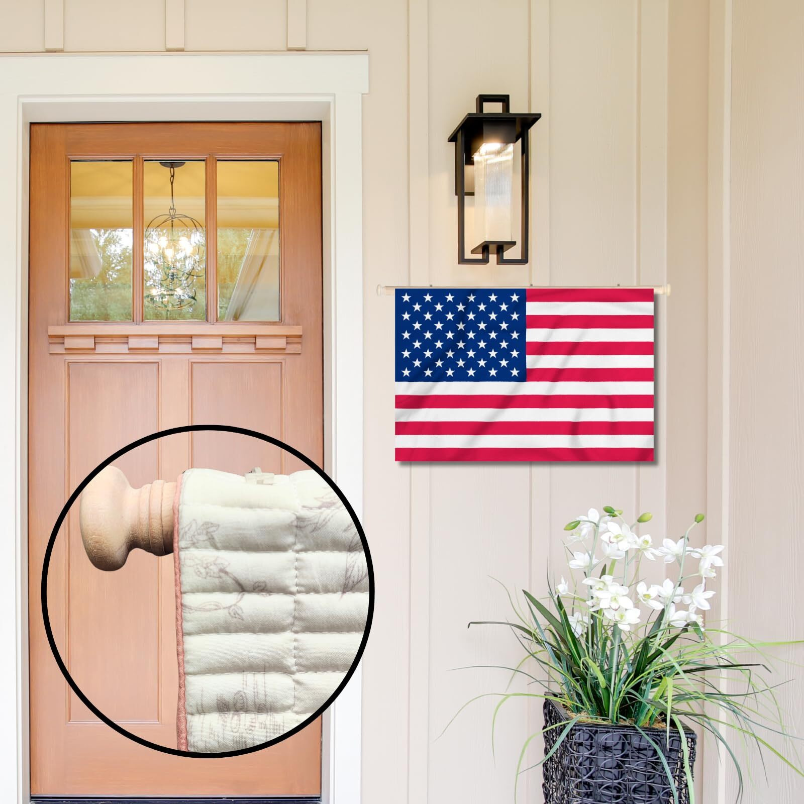 Beyeutao Tapestry Hanger Wooden Tapestry Hanging Telescopic Rod Room Adjustable 32-44 Inch Wooden Rod Holder Flag Pole Wall Hanging Tapestry Rods Rug Hangers For Walls