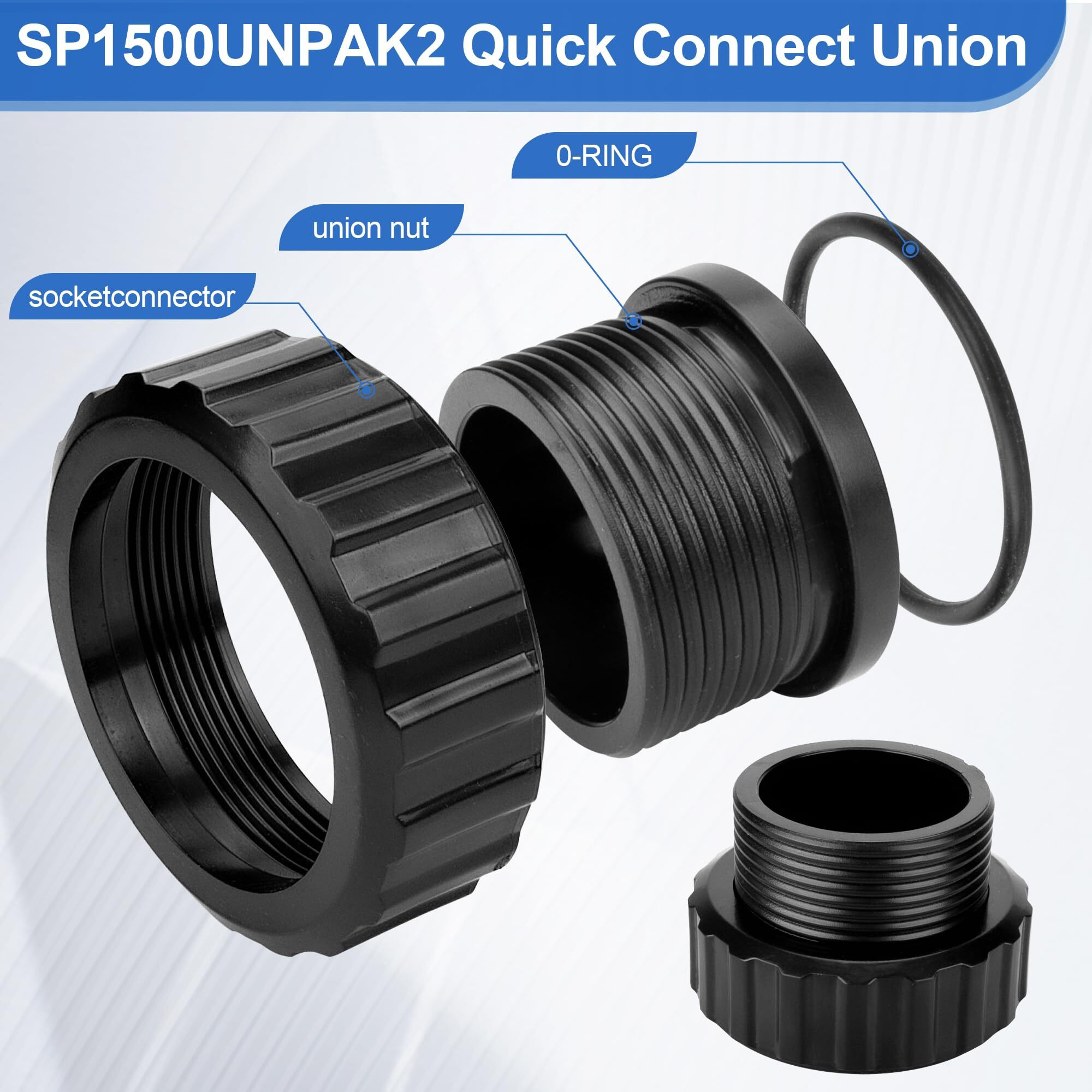 Sp1500Unpak2 Socket Quick Connect Union For Hayward Pool Pump And Chlorine Feeders  Filters Socket Compatible With Hayward Perflex Extended-Cycle De &Power-Flo Matrix Standard 1-1/2-Inch Pipe