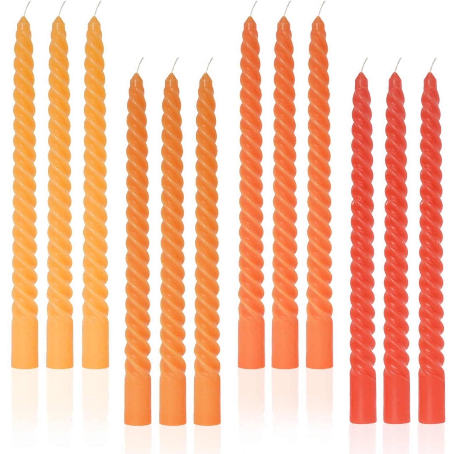 Lpusa Candle Stick Spiral Tall Taper Candles Unscented Candle For Holiday Wedding And Home Decoration 10Inch 12 Pack(Gradient Orange)