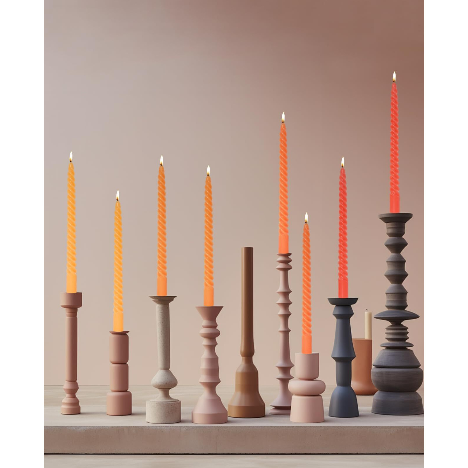 Lpusa Candle Stick Spiral Tall Taper Candles Unscented Candle For Holiday Wedding And Home Decoration 10Inch 12 Pack(Gradient Orange)