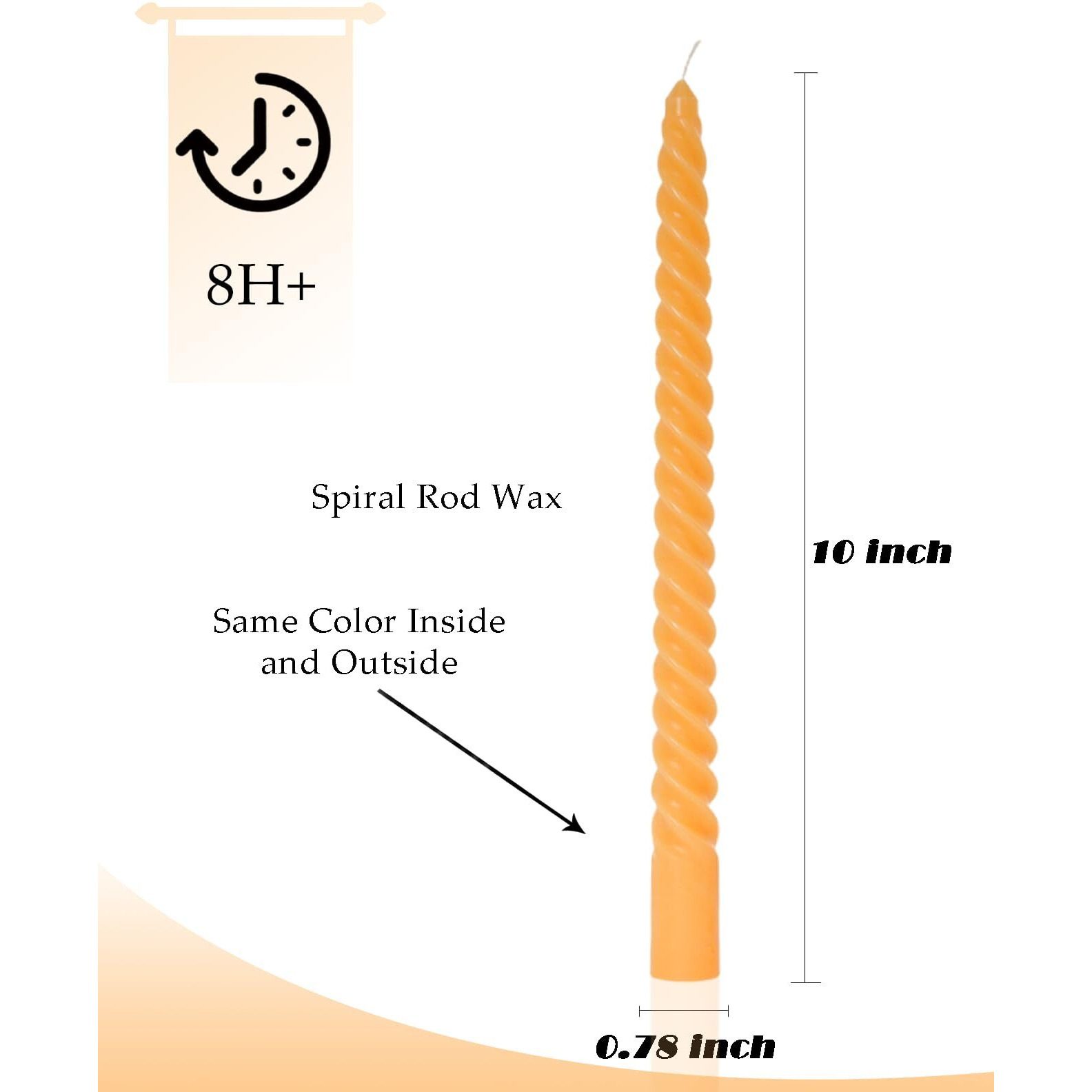 Lpusa Candle Stick Spiral Tall Taper Candles Unscented Candle For Holiday Wedding And Home Decoration 10Inch 12 Pack(Gradient Orange)