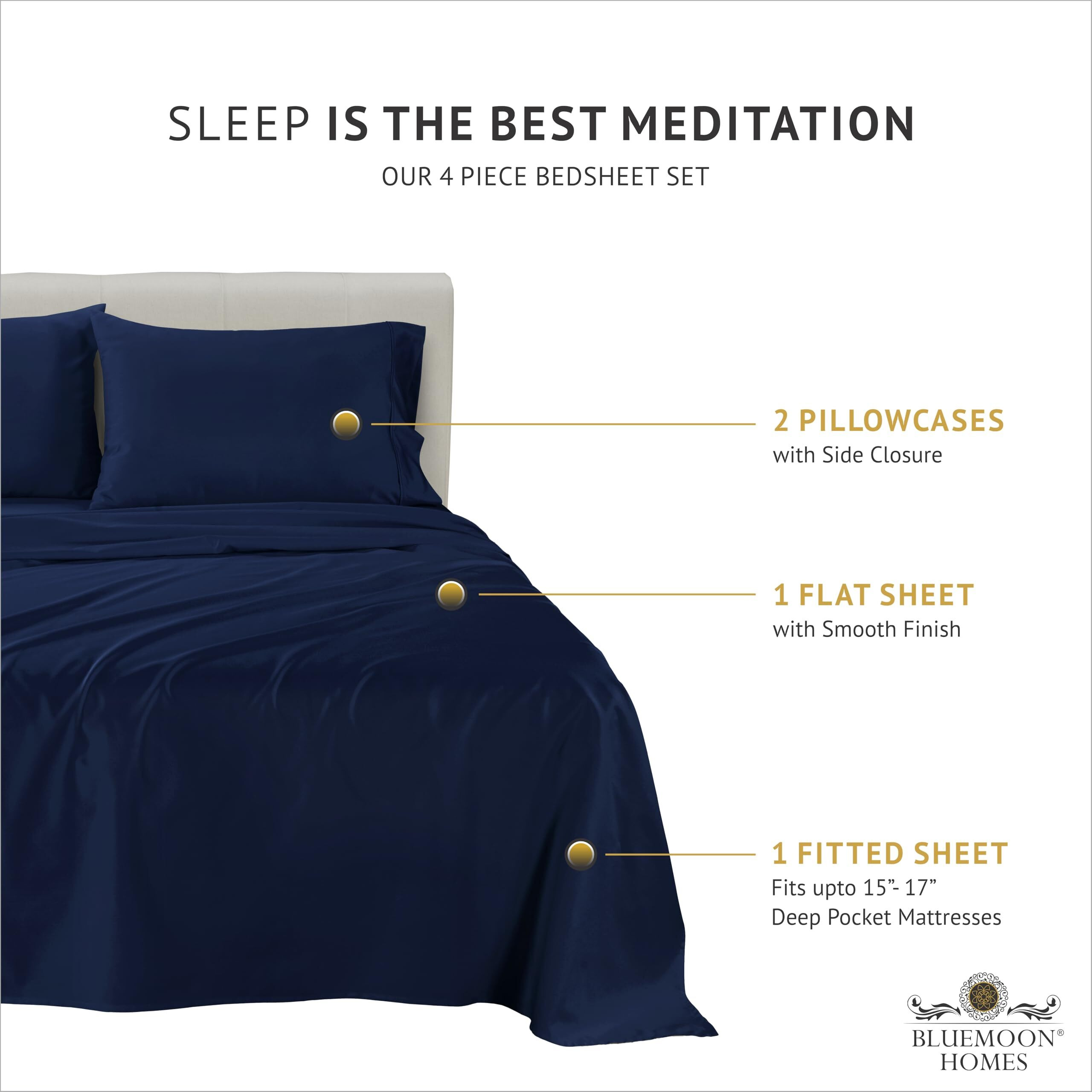 Egyptian Cotton Sheets For King Size Bed  Certified 1000 Thread Count King Sheet Set  Luxury Cotton King Bed Sheets  King Sheets Deep Pocket - Soft & Ultra Smooth Sheets King Size - Navy Blue