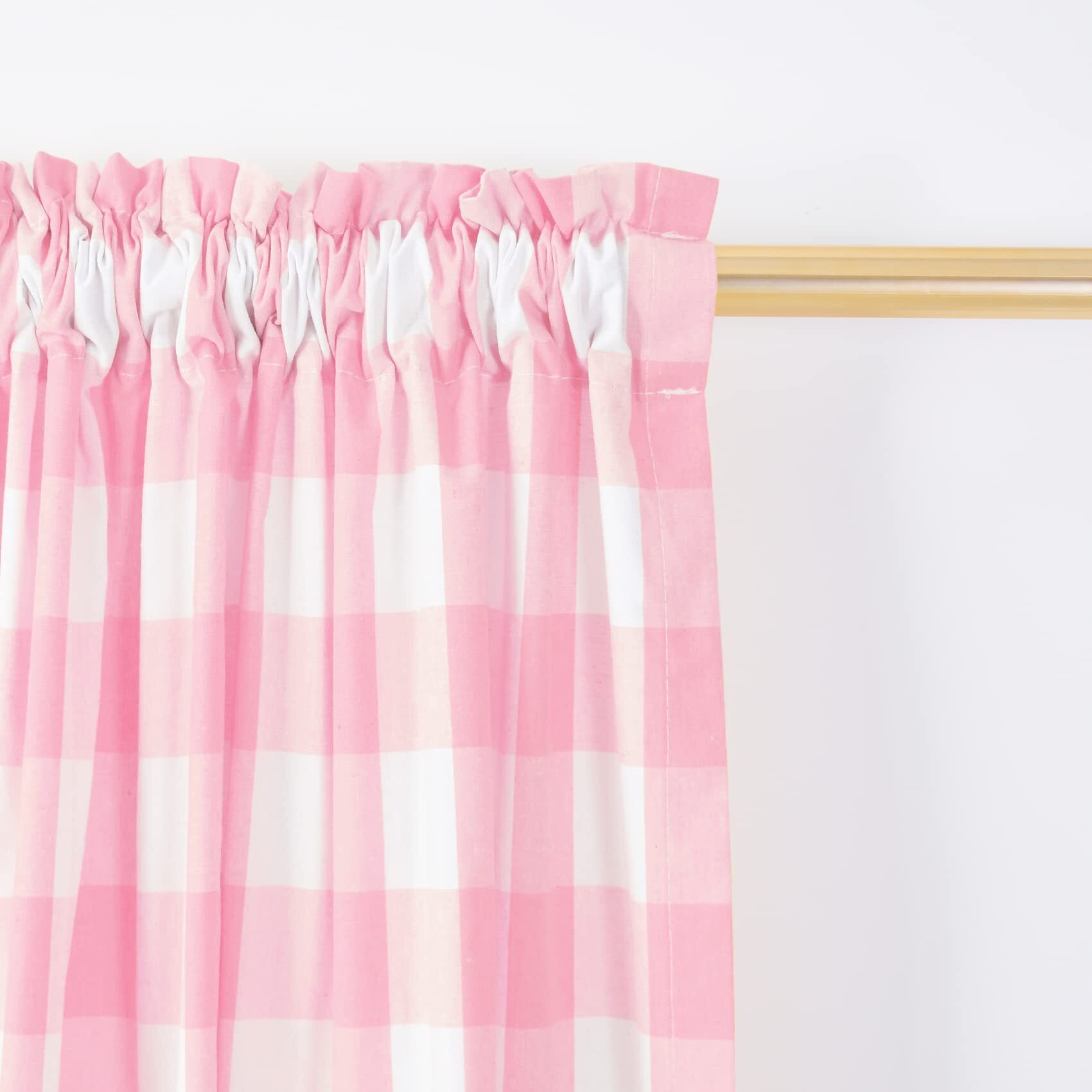Natus Weaver Buffalo Check Curtains 45 Inches Long Cotton Basement Pink And White Gingham Plaid Kitchen Window Curtain Panels Living Room Checker Drapes Bedroom Rod Pocket Window Treatment 2 Panels