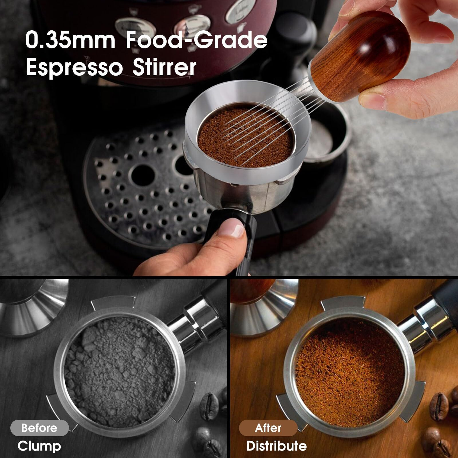 58Mm Espresso Accessories Kit  Wdt Tool  Dosing Funnel And Puck Screen Set  316 Stainless Steel Needle Coffee Distribution Stirrer  Portafilter Dosing Ring For Barista 58 Mm