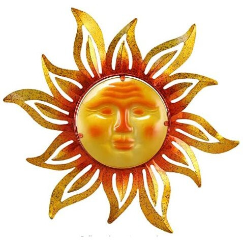 Bvlfook Metal Sun Outdoor Wall Art Decor Large 19 Inch  Hanging For Indoor Outdoor Patio Garden Fence Deck Yard Pool Wall Sculpture Decoration For Living Room Bedroom Colorful Unique