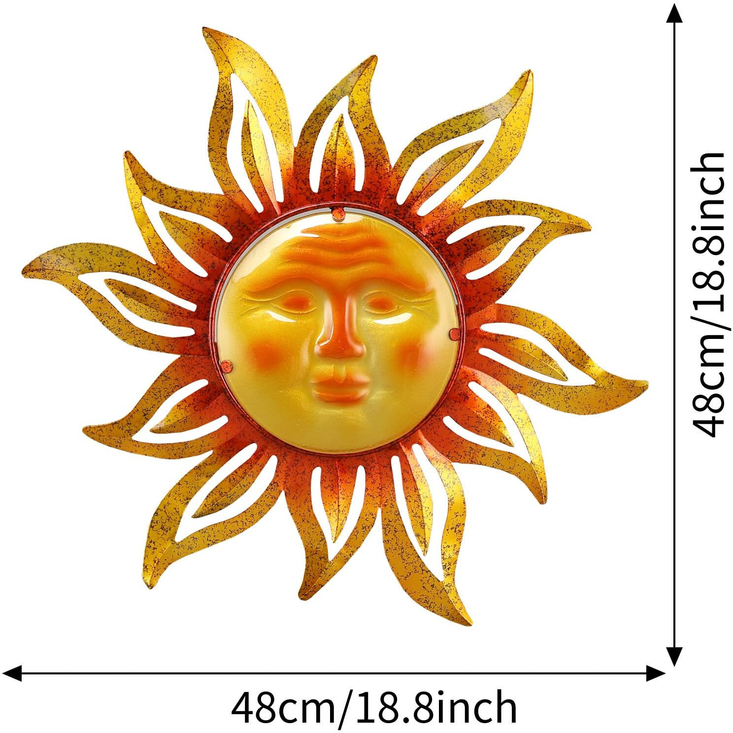 Bvlfook Metal Sun Outdoor Wall Art Decor Large 19 Inch  Hanging For Indoor Outdoor Patio Garden Fence Deck Yard Pool Wall Sculpture Decoration For Living Room Bedroom Colorful Unique