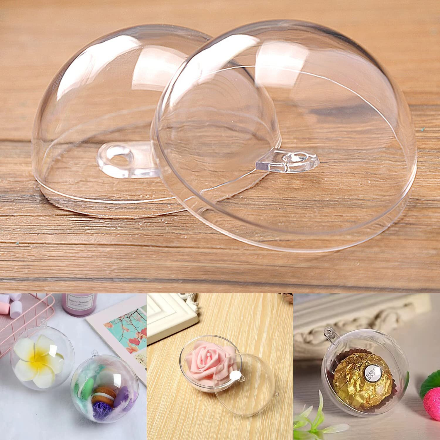 Zuokemy 10 Pcs Filling Transparent Plastic Decorative Call Diy Craft Ball Transparent Ball Christmas  Birthday  Wedding  Party And Home Decoration Ornaments ((3.94""/100Mm))