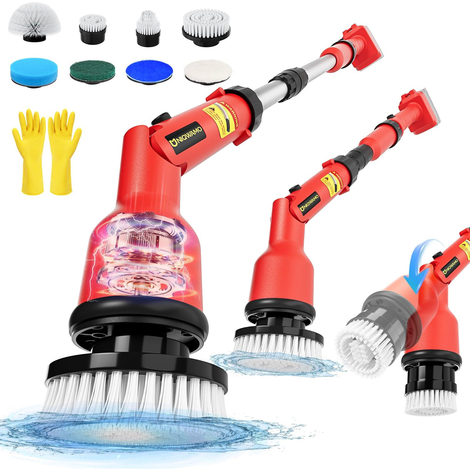 Electric Spin Scrubber For Milwaukee M18 18V Battery(Battery Not Included)  1000 Rpm Battery Powered Scrubber With Adjustable Extension Arm & 8 Brushes & Hook Gloves For Tub/Tile/Floor