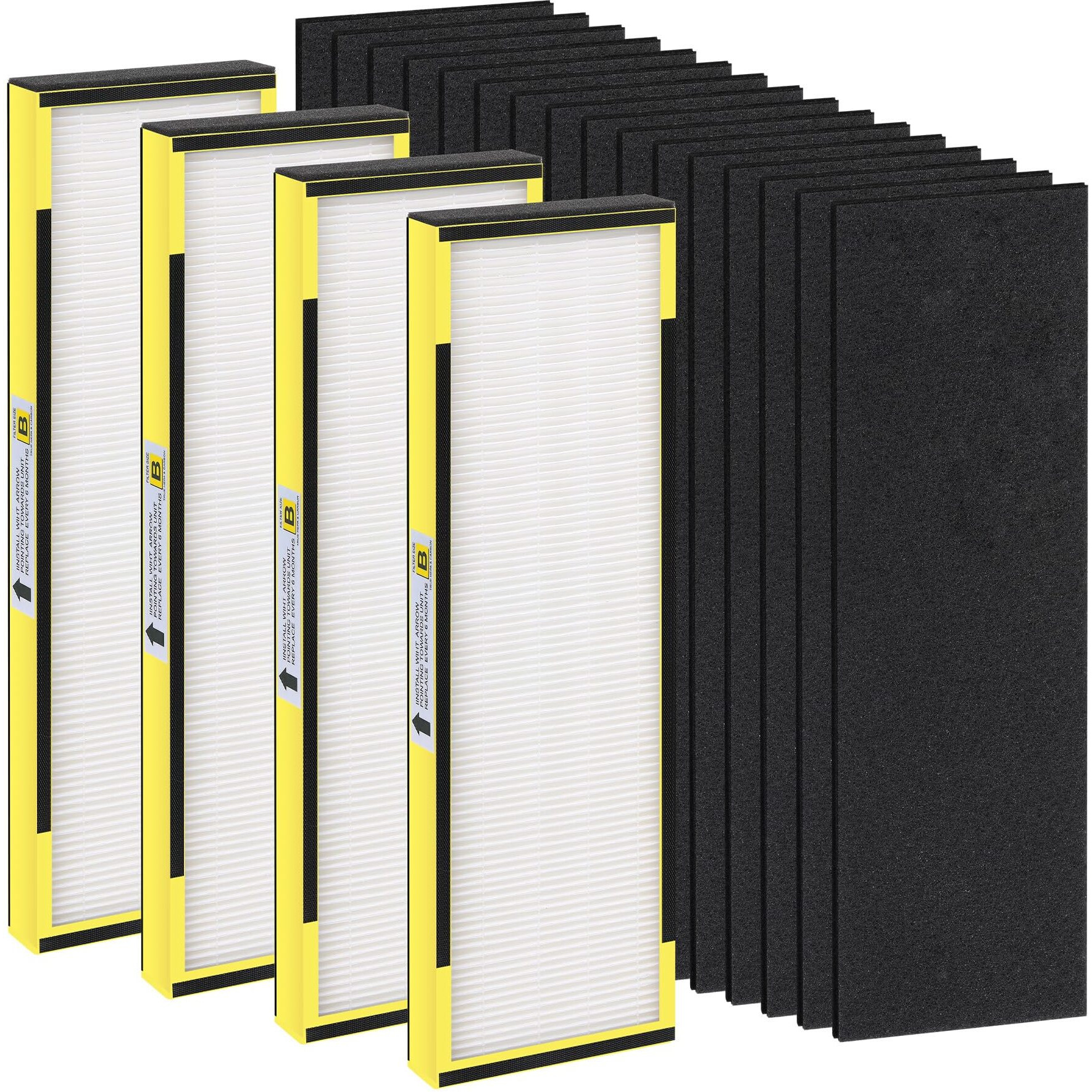 Flt4825 Hepa Filter B Replacement For Gm Guardian  Compatible With Gm-Guardian Flt4825 Ac4825 Ac4800 Ac4850   2 Ture Hepa( Additional Pre-Filter) + 10 Carbon Pre-Filters  3-Stage Filtration System