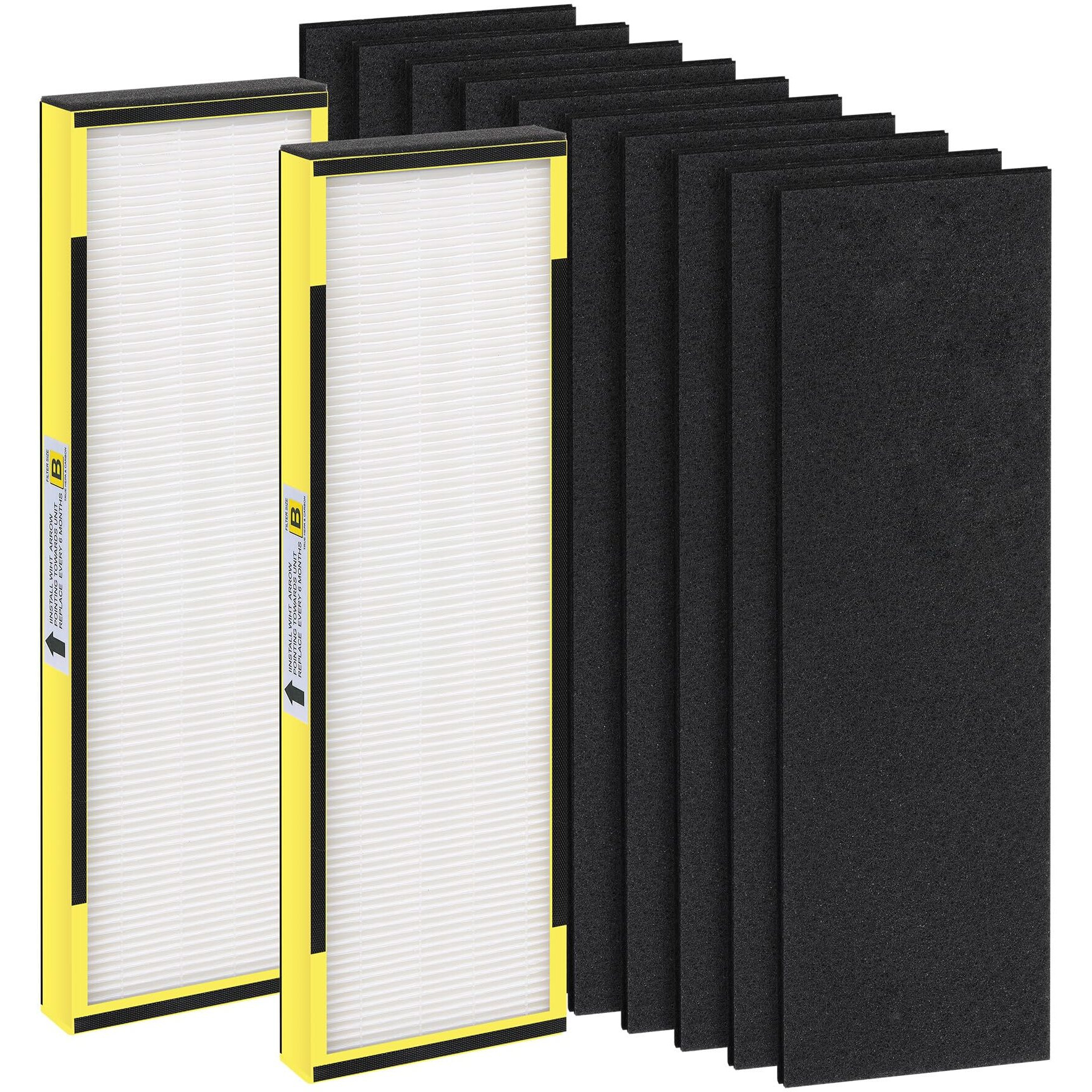 Flt4825 Hepa Filter B Replacement For Gm Guardian  Compatible With Gm-Guardian Flt4825 Ac4825 Ac4800 Ac4850   2 Ture Hepa( Additional Pre-Filter) + 10 Carbon Pre-Filters  3-Stage Filtration System