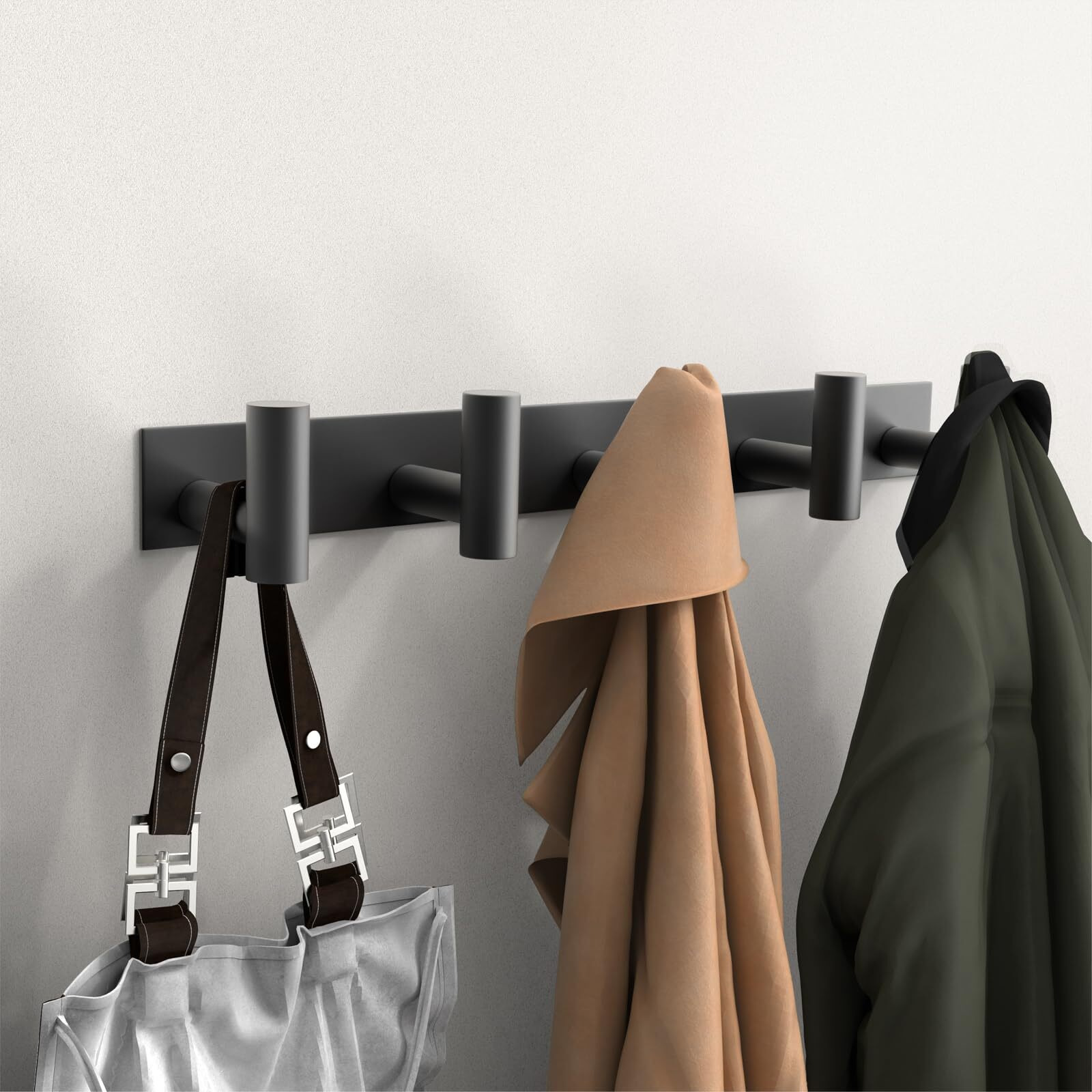 Pmmasto Coat Rack Wall Mounted  5 "&quotT Shaped Wall Hooks For Hanging  Heavy Duty Stainless Steel Coat Hook Rail For Hat Towel Robes In Bathroom Kitchen Mudroom Entryway (Black  1 Pack)