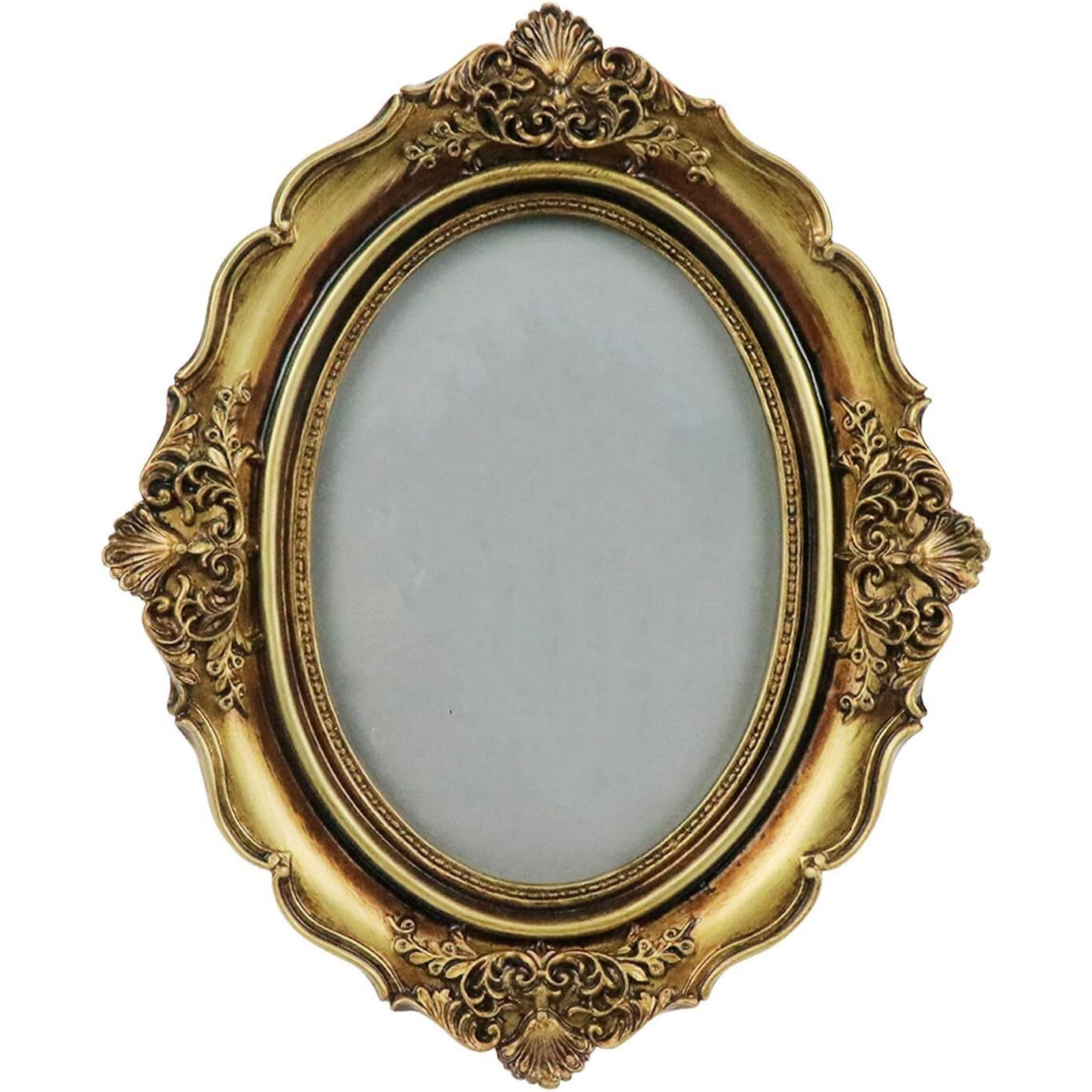 Bitray Vintage Picture Frame 5 X 7 Inch Oval Elegant Antique Photo Frames With Glass Front  Bronze Gold Tabletop Display