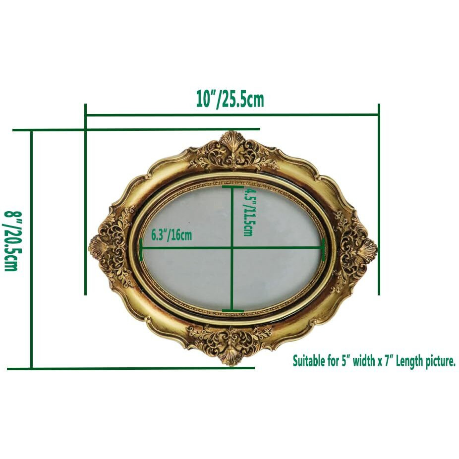 Bitray Vintage Picture Frame 5 X 7 Inch Oval Elegant Antique Photo Frames With Glass Front  Bronze Gold Tabletop Display