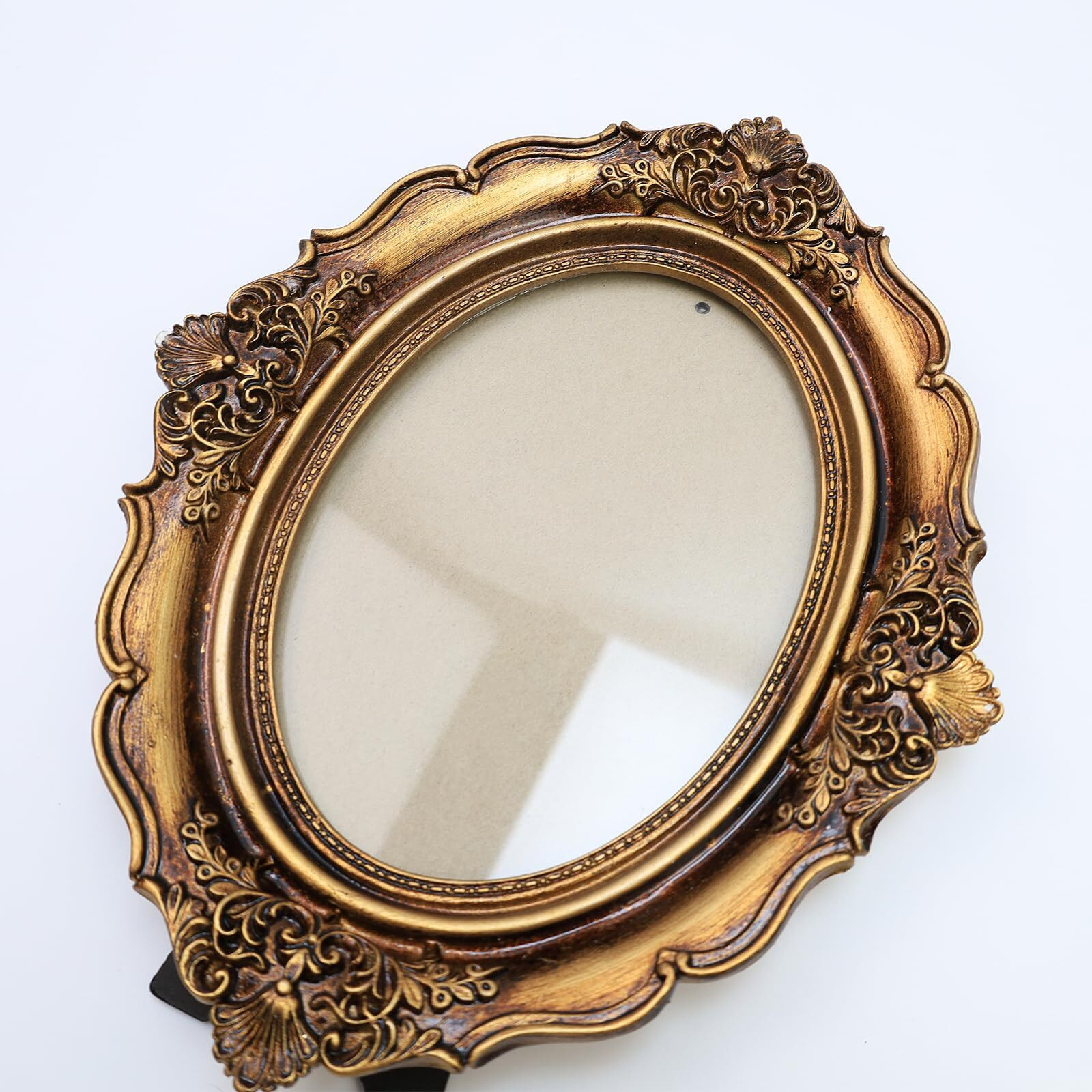 Bitray Vintage Picture Frame 5 X 7 Inch Oval Elegant Antique Photo Frames With Glass Front  Bronze Gold Tabletop Display