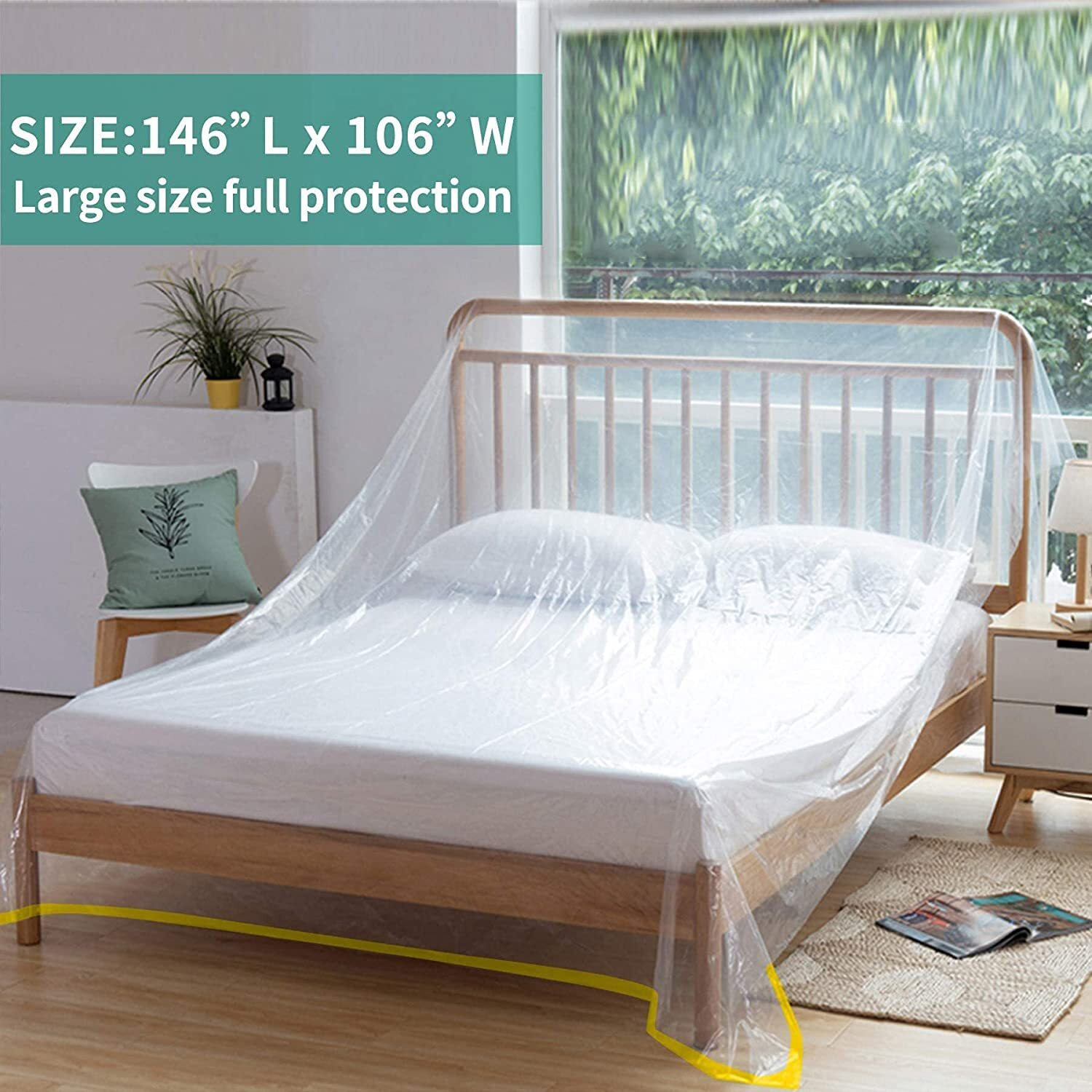 146""/12Ft Plastic Sofa Couch Cover  Plastic Covers For Furniture  Waterproof Couch Cover For Sectional Sofa Lshape  Extra Large Bed Sofa Couch Chair Furniture Protector Cover For Moving And Storage