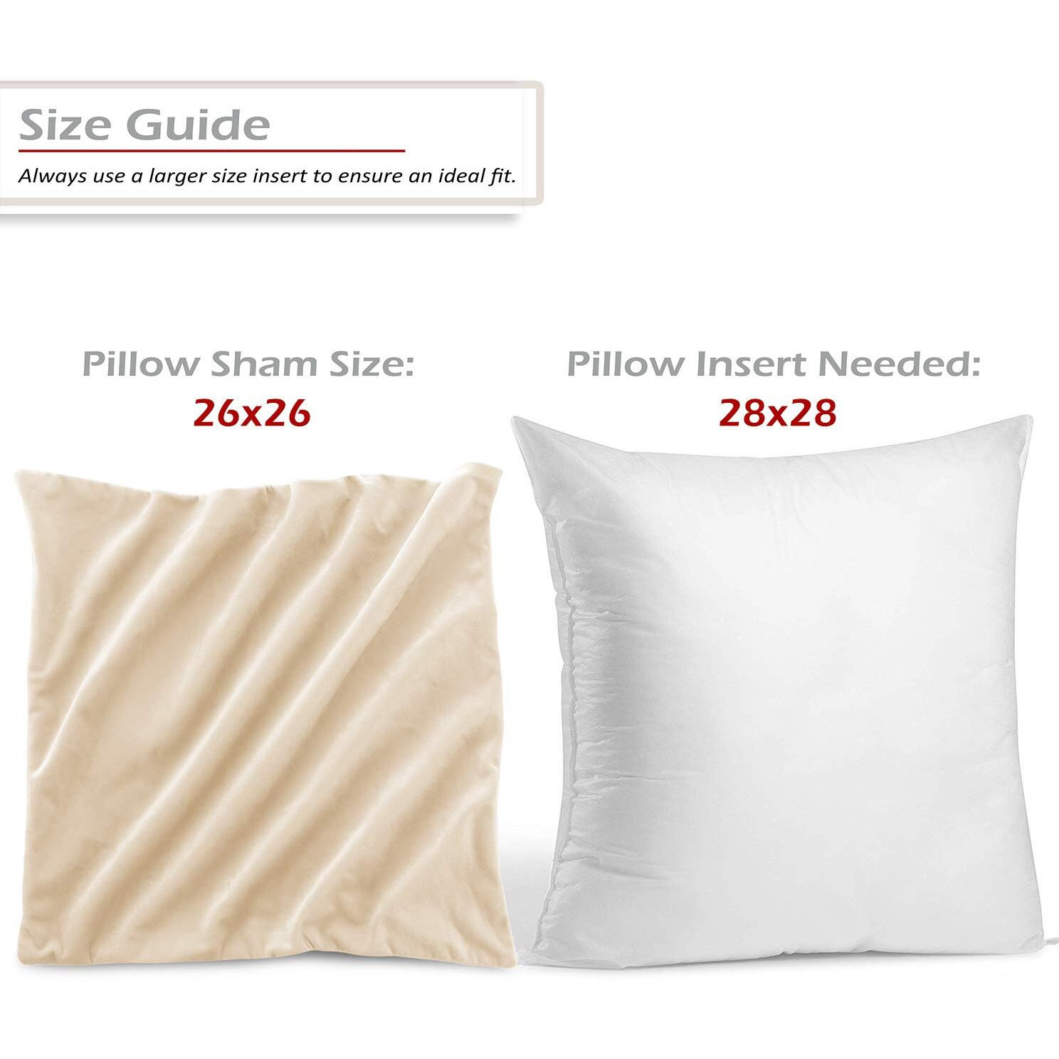 Nestl Throw Euro Pillow Covers  Cozy Velvet Decorative Pillow Covers 26 X 26 Inches  Soft Solid Couch Pillow Case For Sofa  Bed And Car  Set Of 2 - Beige Cream