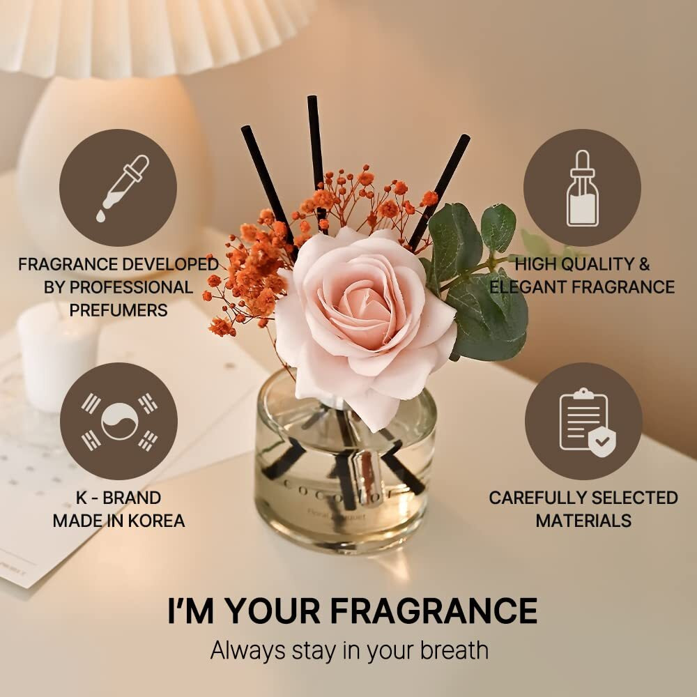 Cocodor Rose Flower Reed Diffuser/Lovely Peony/6.7Oz(200Ml)/1 Pack/Reed Diffuser  Reed Diffuser Set  Oil Diffuser & Reed Diffuser Sticks  Home Decor & Office Decor  Fragrance And Gifts