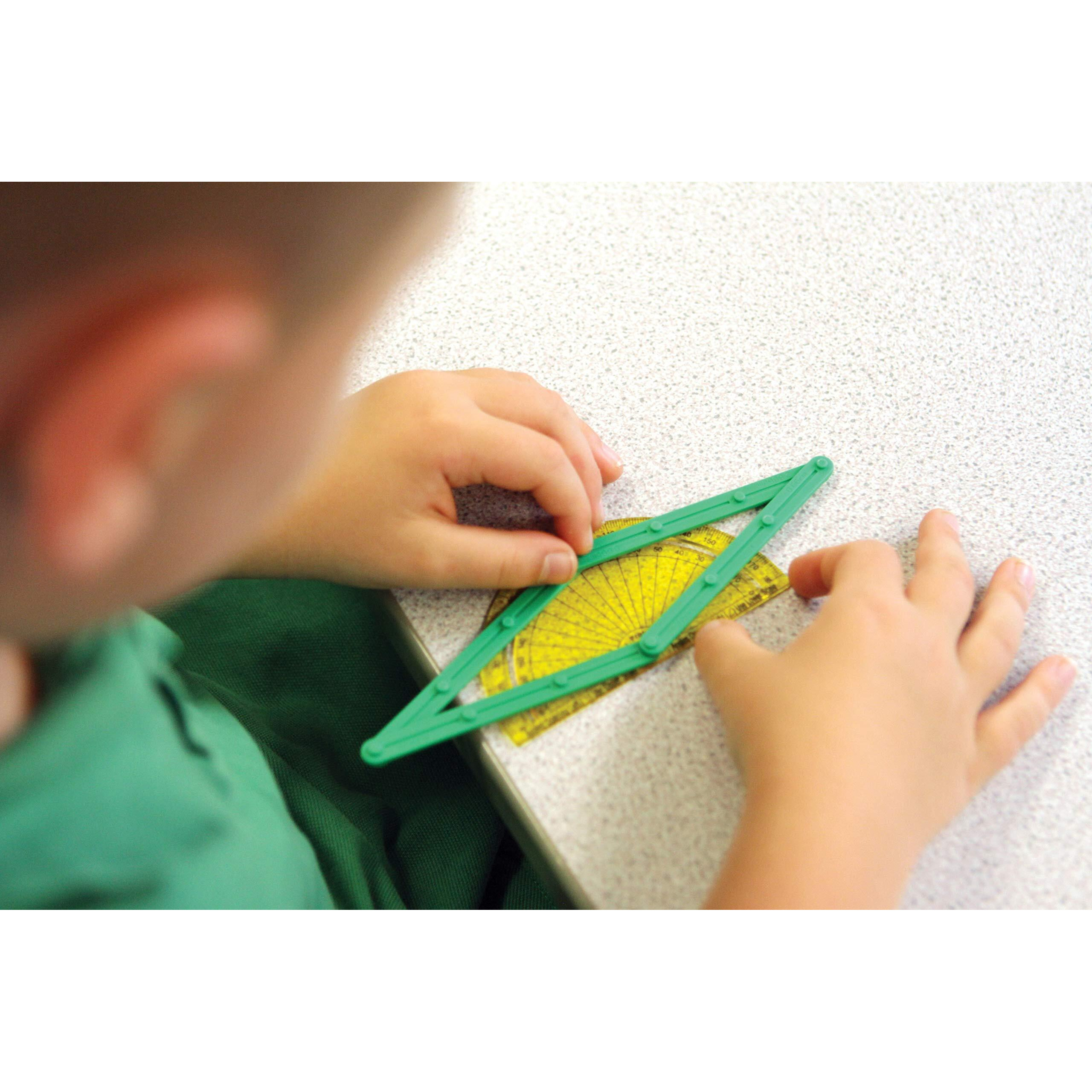 Learning Advantage Geostix Basic Set - 80 Construction Sticks - 24 Activity Cards - 2 Protractors - Build 2D Shapes And Measure Angles - Teach Geometry With Construction