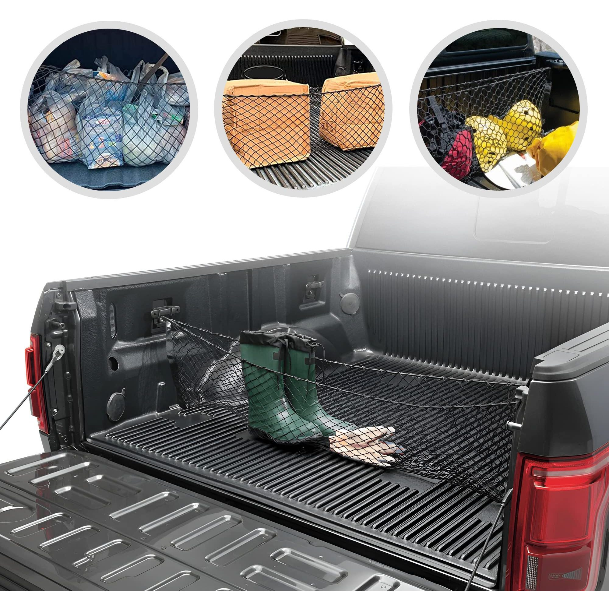 Envelope Style Trunk Mesh Cargo Net For Ford F150 2015 - 2024 Car Accessories - Premium Trunk Organizers And Storage - Cargo Bed For Pickup Truck