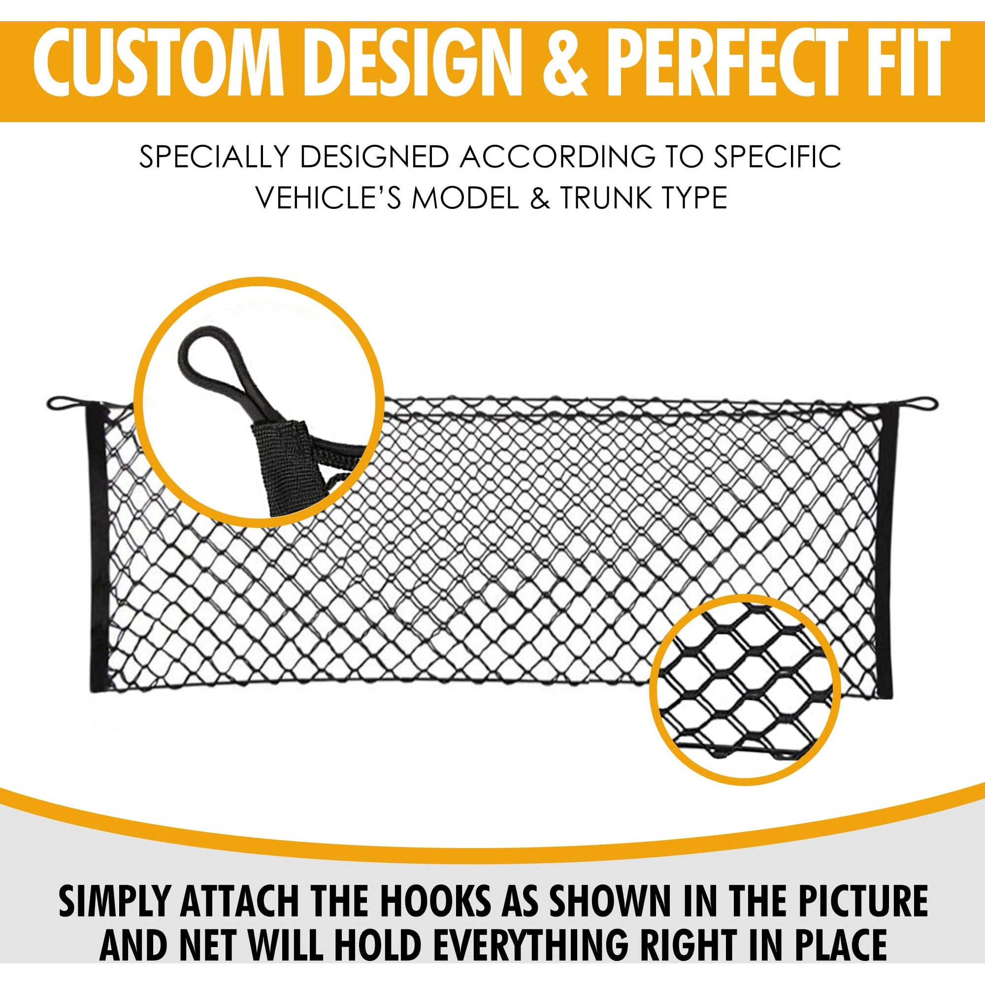 Envelope Style Trunk Mesh Cargo Net For Ford F150 2015 - 2024 Car Accessories - Premium Trunk Organizers And Storage - Cargo Bed For Pickup Truck
