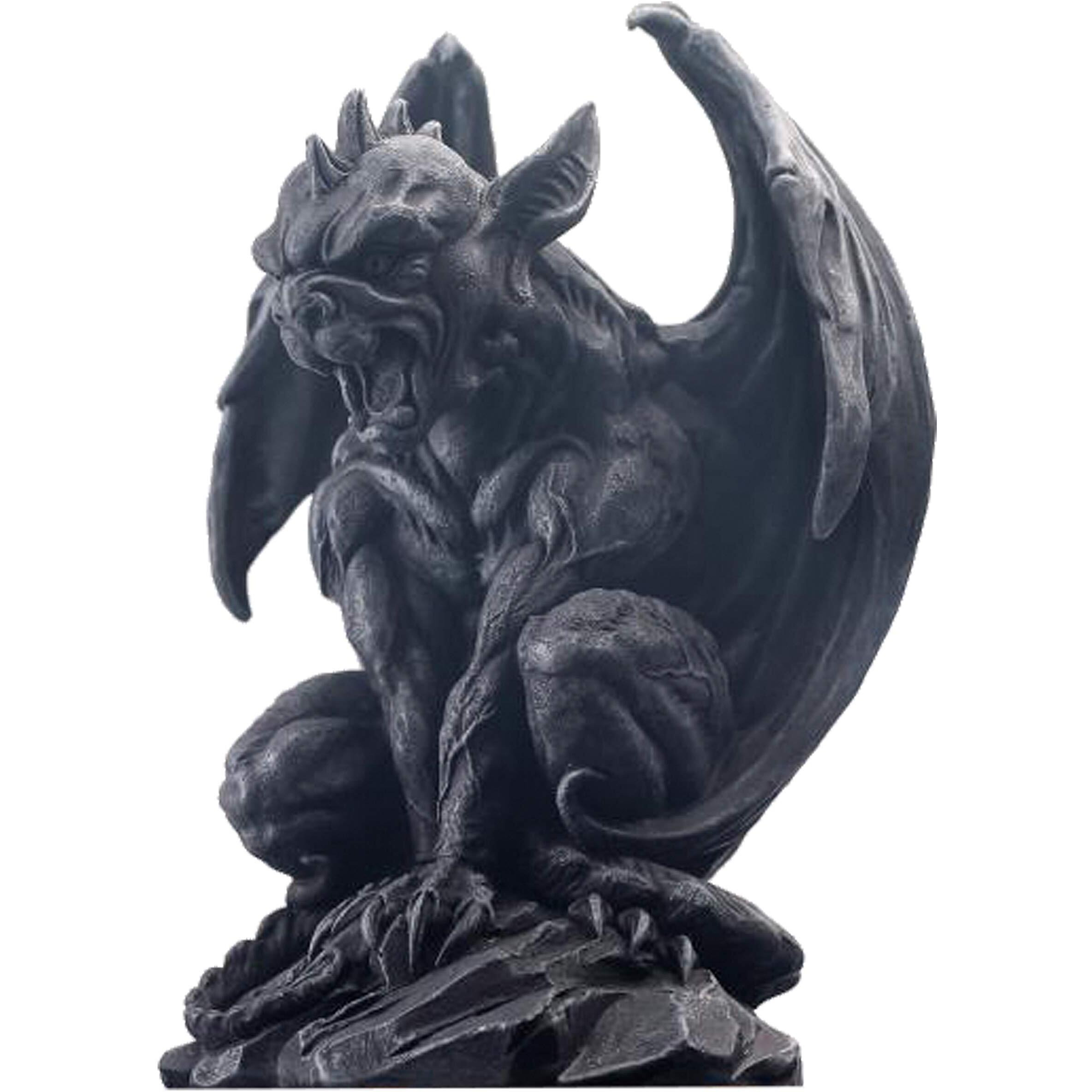 Jorae Winged Gargoyle Statue Indoor Outdoor Home Decor Sitting Guardian Sculpture Halloween Figurines  9 In  Polyresin