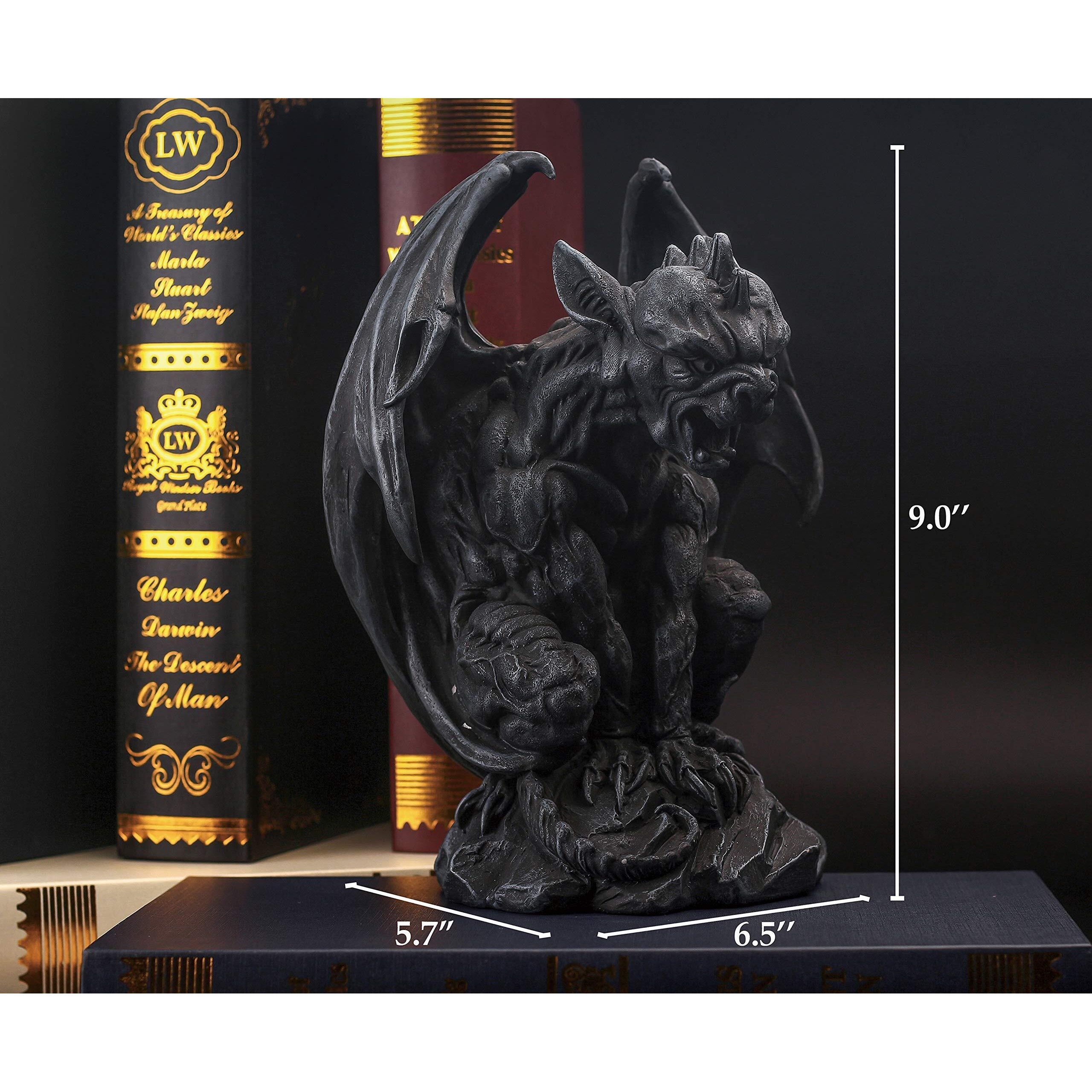 Jorae Winged Gargoyle Statue Indoor Outdoor Home Decor Sitting Guardian Sculpture Halloween Figurines  9 In  Polyresin