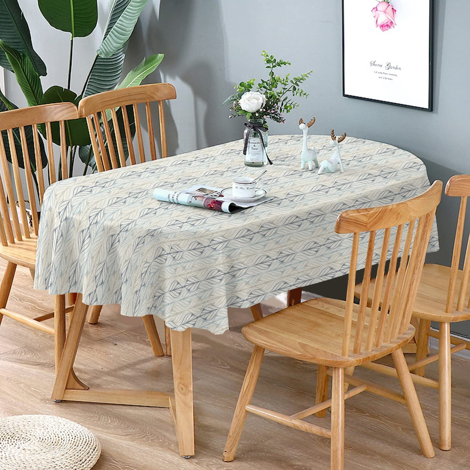 Bnejvif Oval Tablecloth  Modern Geometric Oval Tablecloth  Striped Tablecloth Indoor/Outdoor Waterproof Wrinkle Free Durable Oval Tablecloth For Oval Tables 60 X 84 Inch