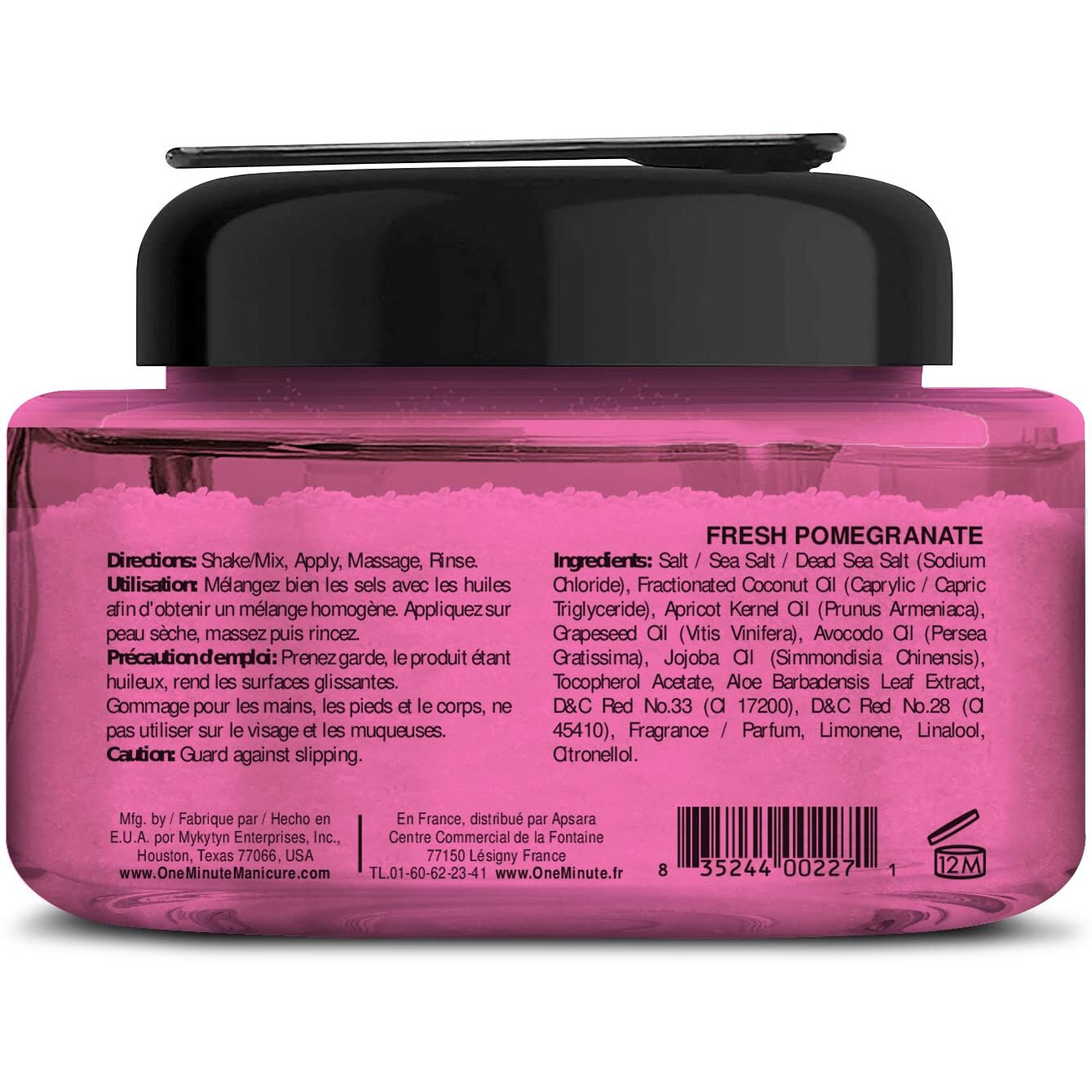 One Minute Manicure - Moisturizing Salt Scrub - 13 Oz - Professionally Formulated To Exfoliate  Recondition & Moisturize Skin - Enhanced With Botanical Oils & Natural Sea Salts (Fresh Pomegranate)