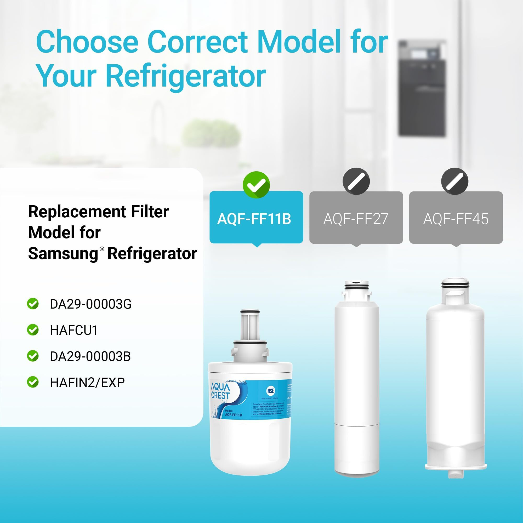 Aqua Crest Da29-00003G Refrigerator Water Filter  Replacement For Samsung Da29-00003G  Da29-00003B  Da29-00003A  Aqua-Pure Plus  Hafcu1  Rfg237Aars  Rs22Hdhpnsr  Rsg257Aars  Wss-1 (Pack Of 3)